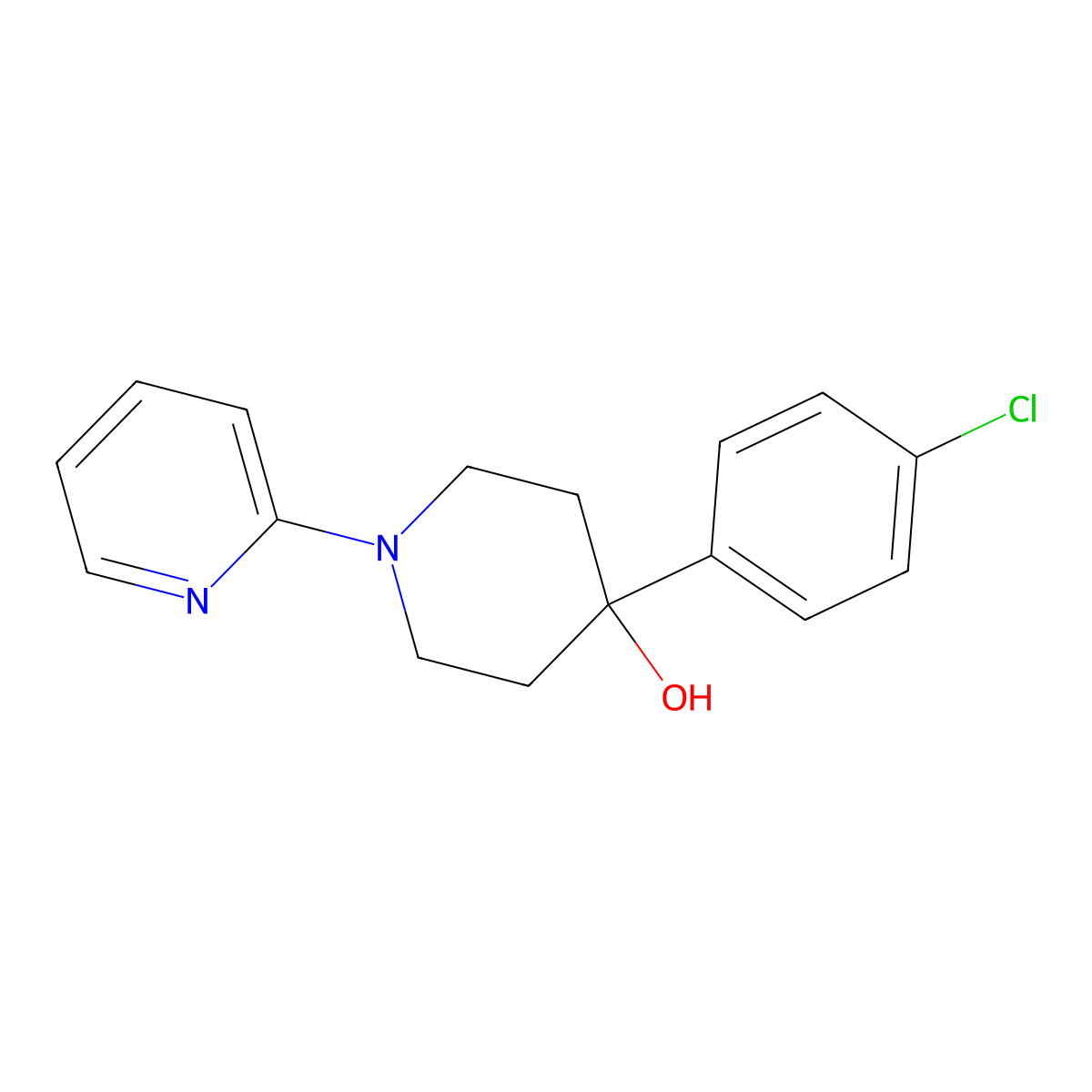 4-(4-Chlorophenyl)-1-(pyridin-2-yl)piperidin-4-ol molecular structure, CAS 2770643-92-8