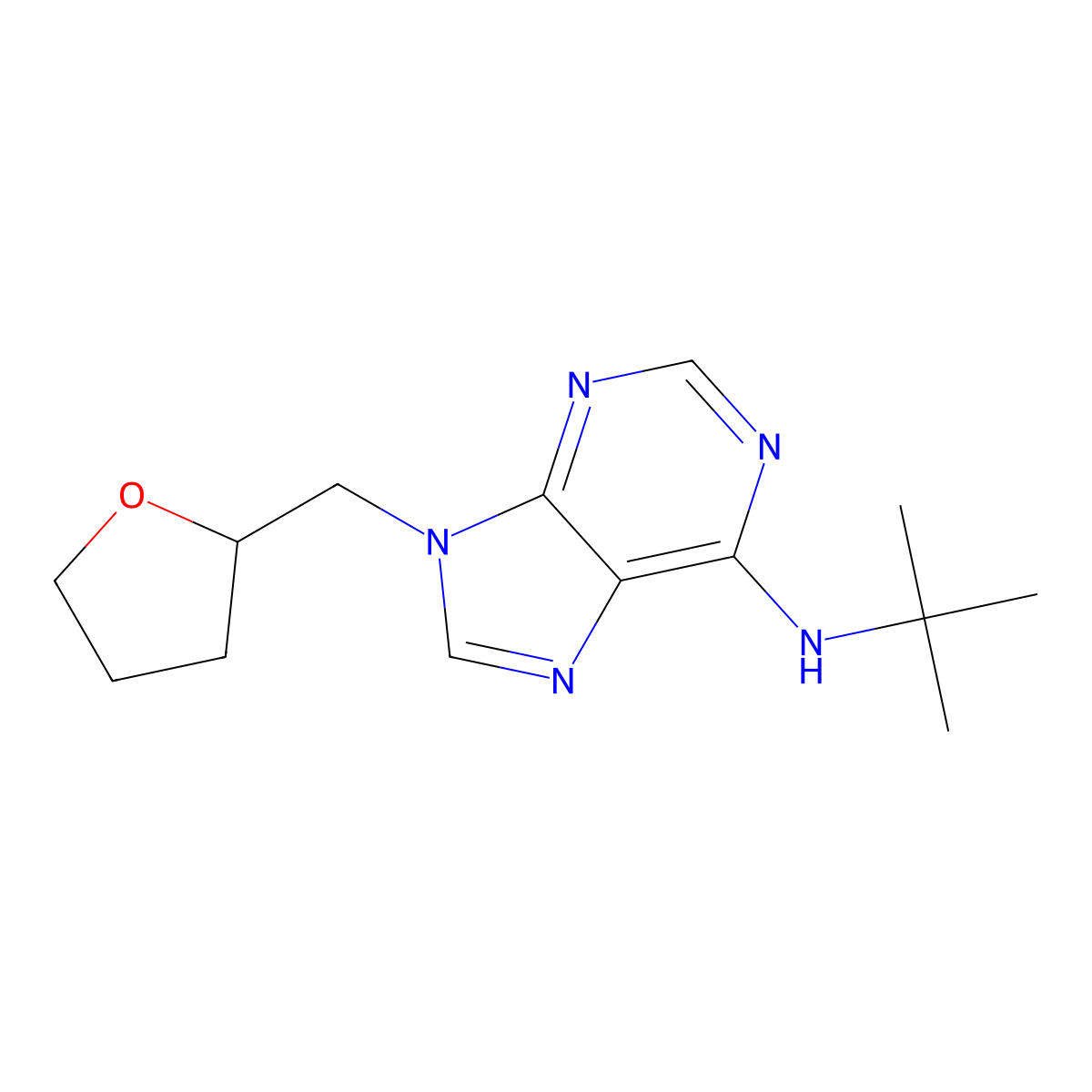 N-tert-butyl-9-[(oxolan-2-yl)methyl]-9H-purin-6-amine molecular structure, CAS 2770643-97-3