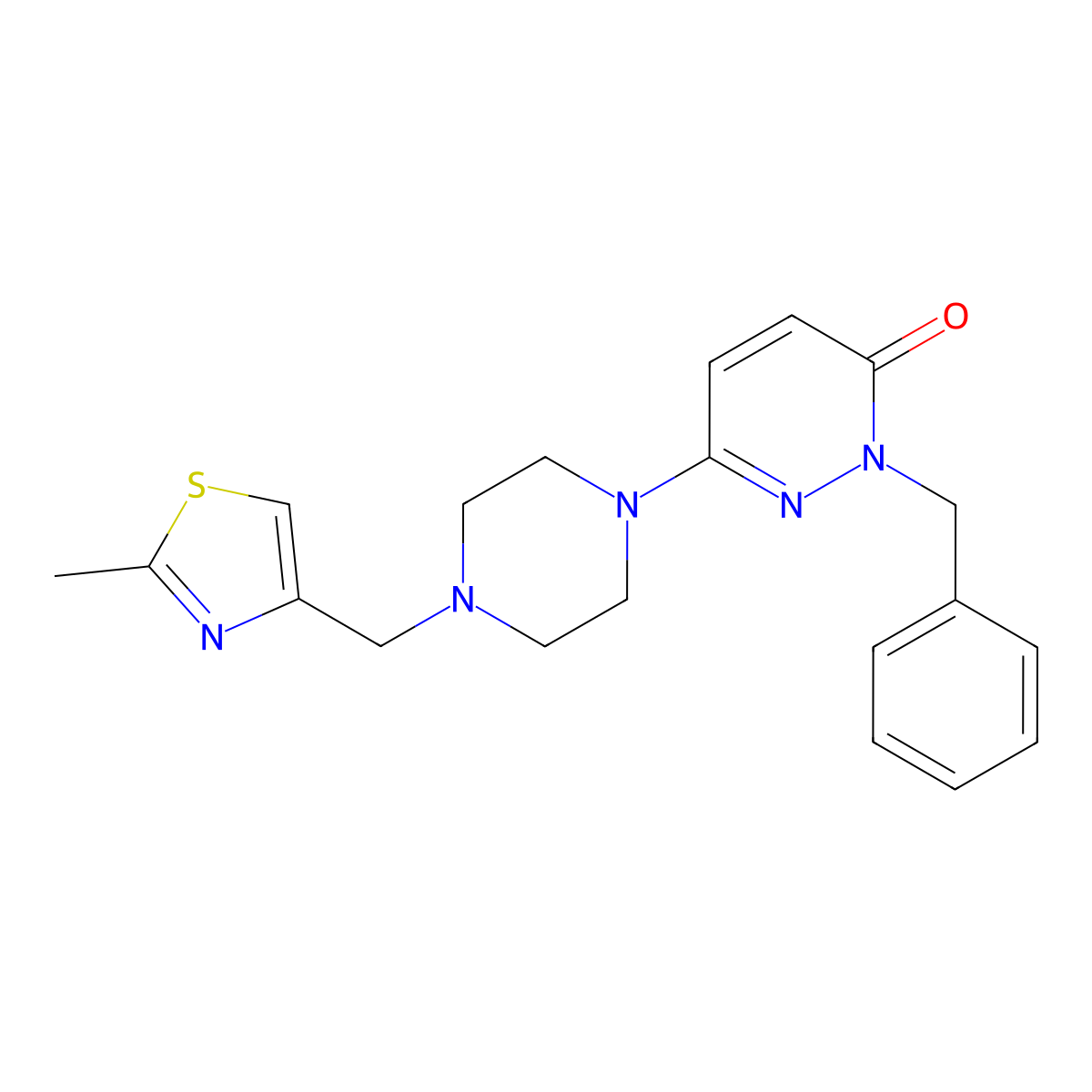 2-Benzyl-6-{4-[(2-methyl-1,3-thiazol-4-yl)methyl]piperazin-1-yl}-2,3-dihydropyridazin-3-one molecular structure, CAS 2770643-98-4