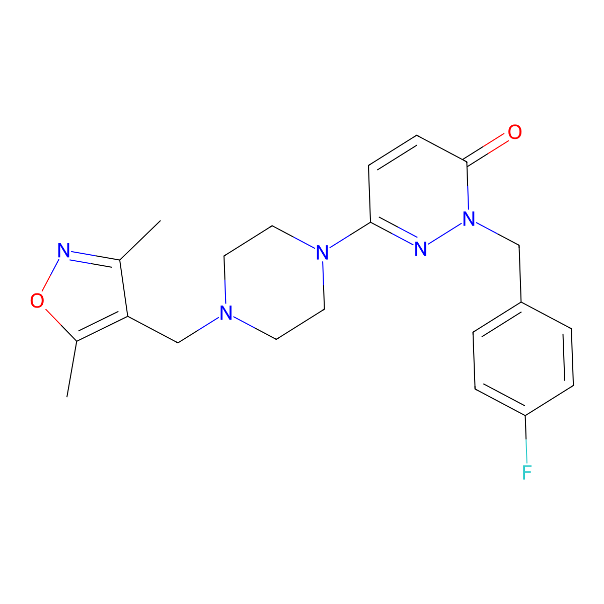 6-{4-[(3,5-Dimethyl-1,2-oxazol-4-yl)methyl]piperazin-1-yl}-2-[(4-fluorophenyl)methyl]-2,3-dihydropyridazin-3-one molecular structure, CAS 2770644-00-1