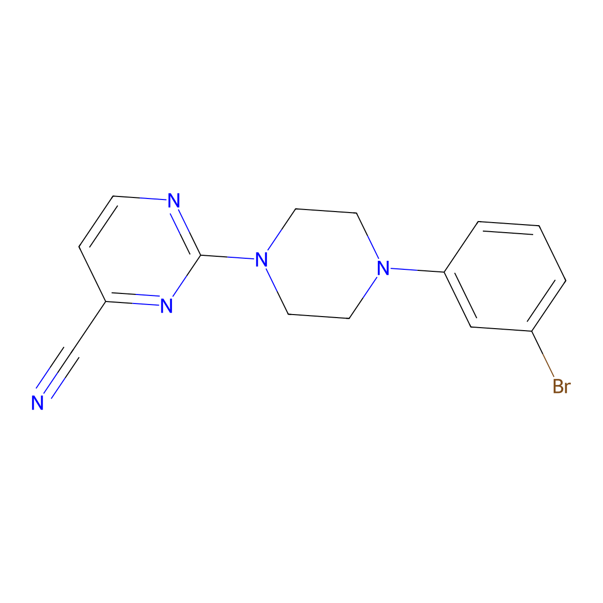 2-[4-(3-Bromophenyl)piperazin-1-yl]pyrimidine-4-carbonitrile molecular structure, CAS 2770644-03-4