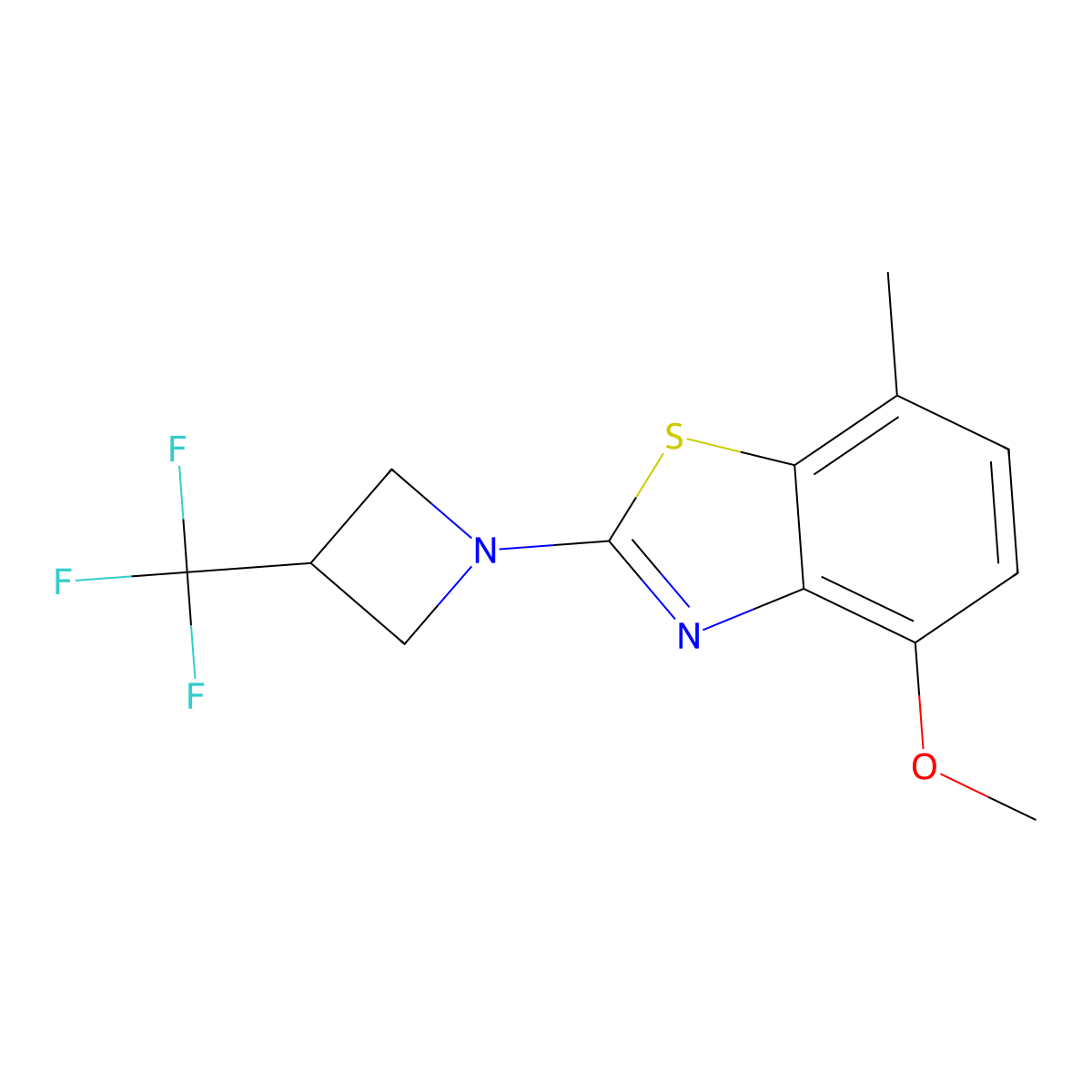 4-Methoxy-7-methyl-2-[3-(trifluoromethyl)azetidin-1-yl]-1,3-benzothiazole molecular structure, CAS 2770644-05-6