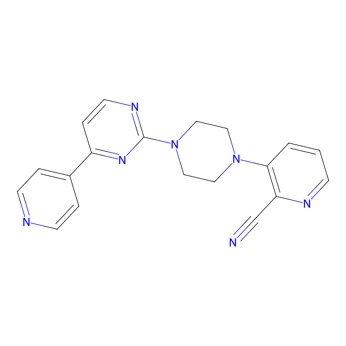 3-{4-[4-(Pyridin-4-yl)pyrimidin-2-yl]piperazin-1-yl}pyridine-2-carbonitrile molecular structure, CAS 2770644-08-9