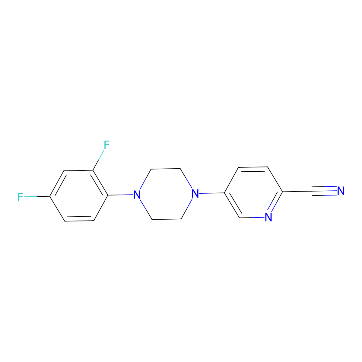 5-[4-(2,4-Difluorophenyl)piperazin-1-yl]pyridine-2-carbonitrile molecular structure, CAS 2770644-10-3