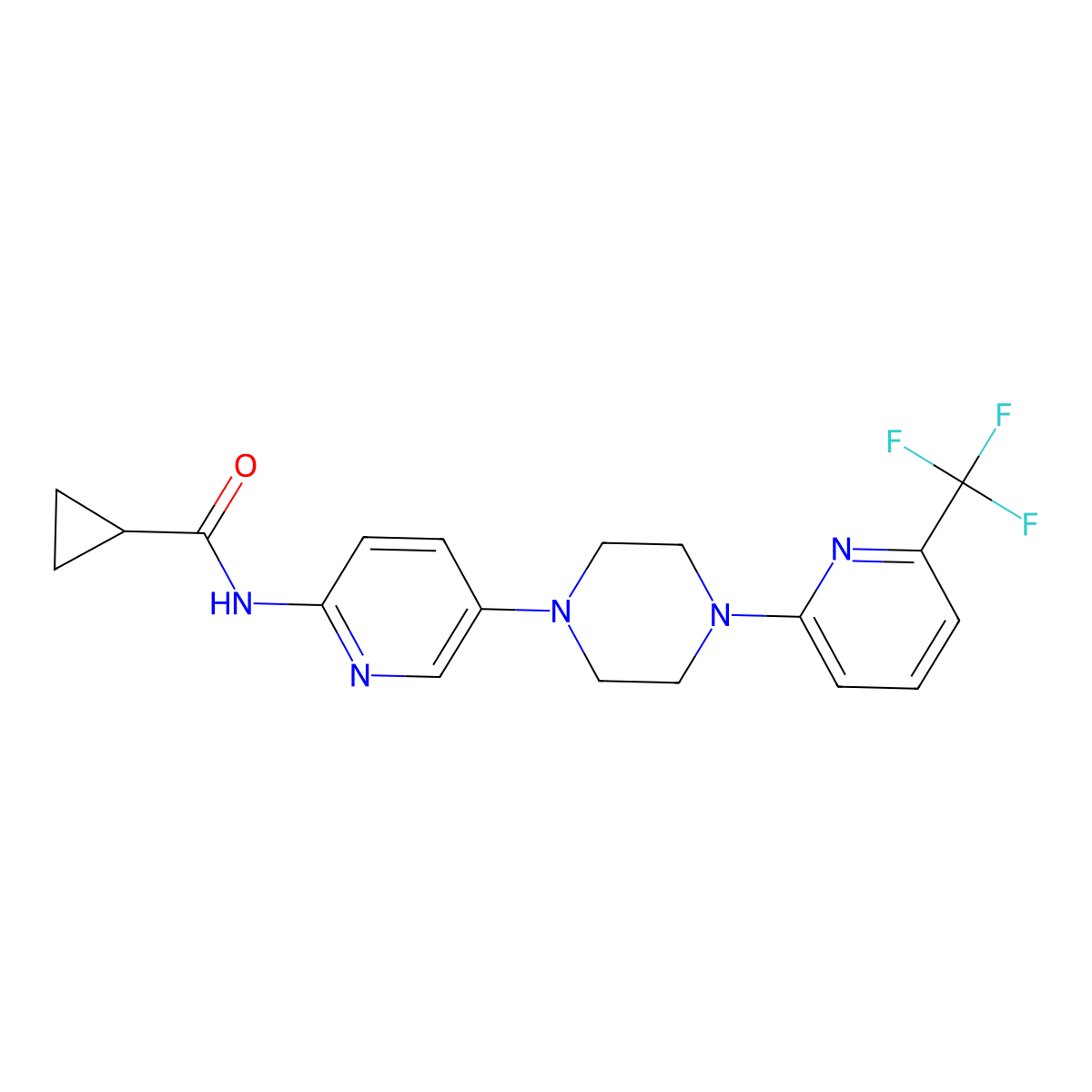 N-(5-{4-[6-(trifluoromethyl)pyridin-2-yl]piperazin-1-yl}pyridin-2-yl)cyclopropanecarboxamide molecular structure, CAS 2770644-11-4