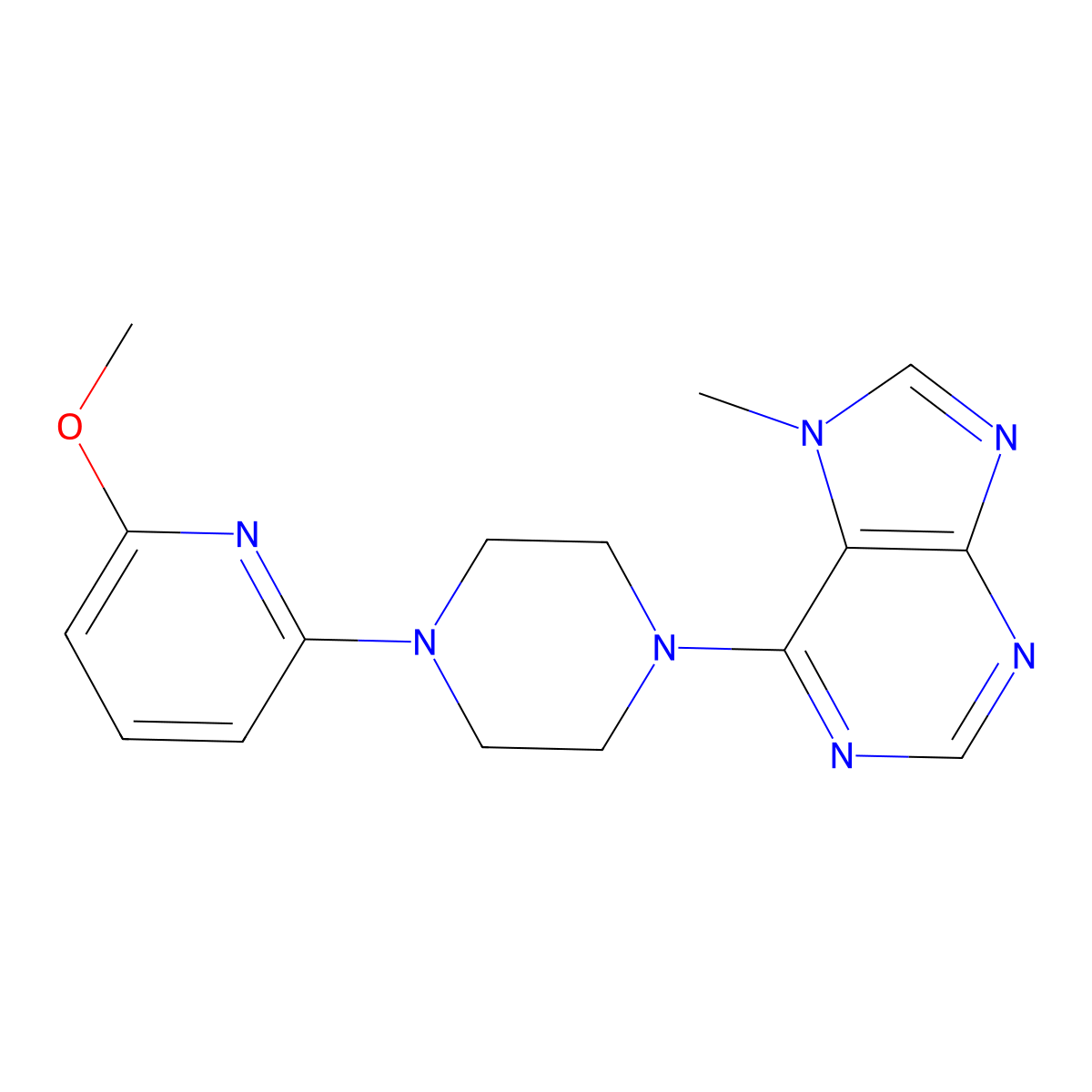 6-[4-(6-methoxypyridin-2-yl)piperazin-1-yl]-7-methyl-7H-purine molecular structure, CAS 2770644-17-0