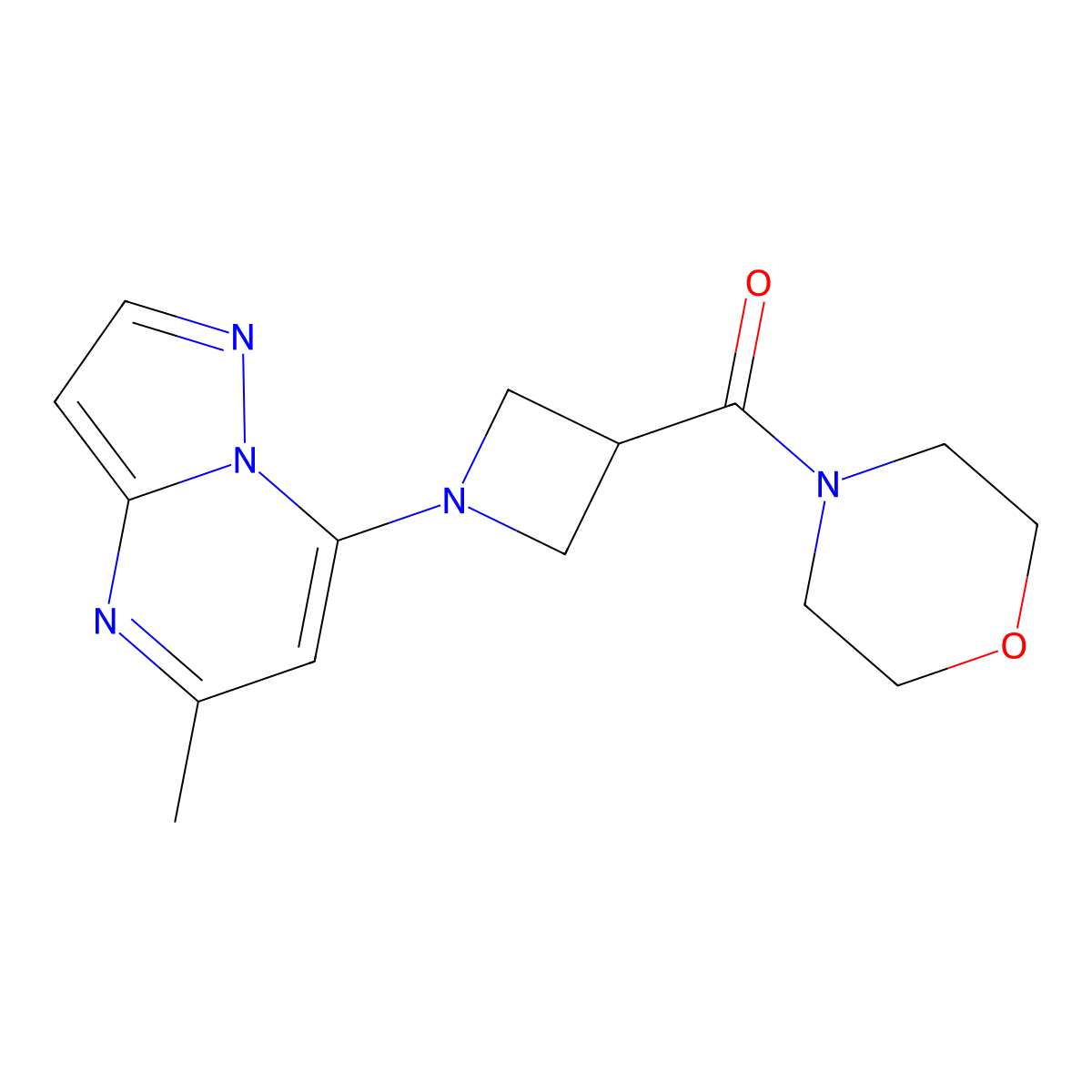 4-(1-{5-Methylpyrazolo[1,5-a]pyrimidin-7-yl}azetidine-3-carbonyl)morpholine molecular structure, CAS 2770644-21-6