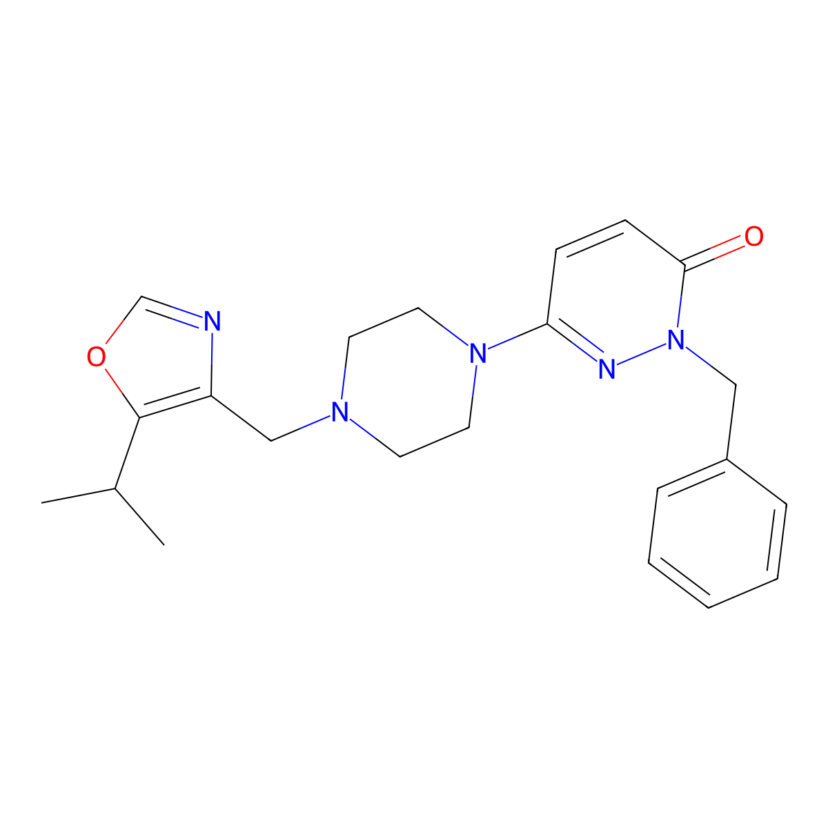 2-Benzyl-6-(4-{[5-(propan-2-yl)-1,3-oxazol-4-yl]methyl}piperazin-1-yl)-2,3-dihydropyridazin-3-one molecular structure, CAS 2770644-29-4