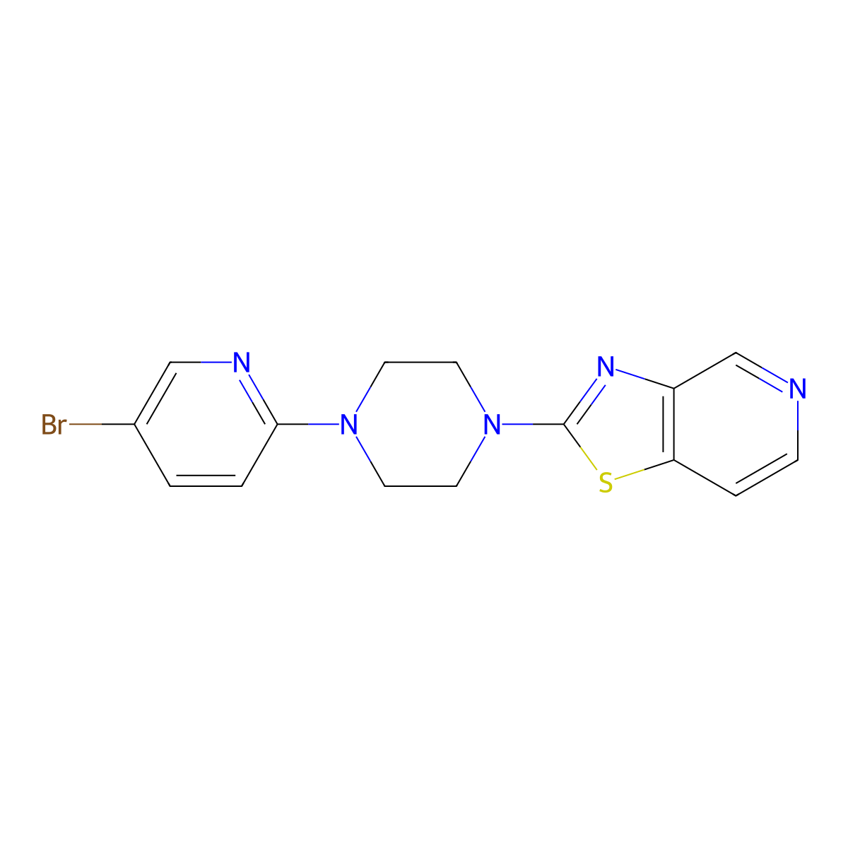 1-(5-Bromopyridin-2-yl)-4-{[1,3]thiazolo[4,5-c]pyridin-2-yl}piperazine molecular structure, CAS 2770644-30-7