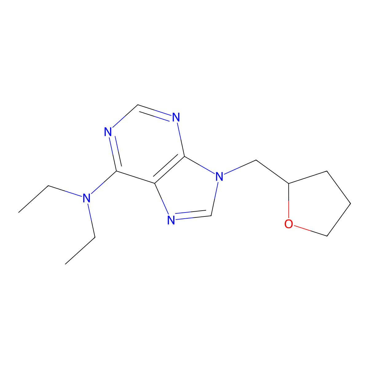 N,N-diethyl-9-[(oxolan-2-yl)methyl]-9H-purin-6-amine molecular structure, CAS 2770644-31-8