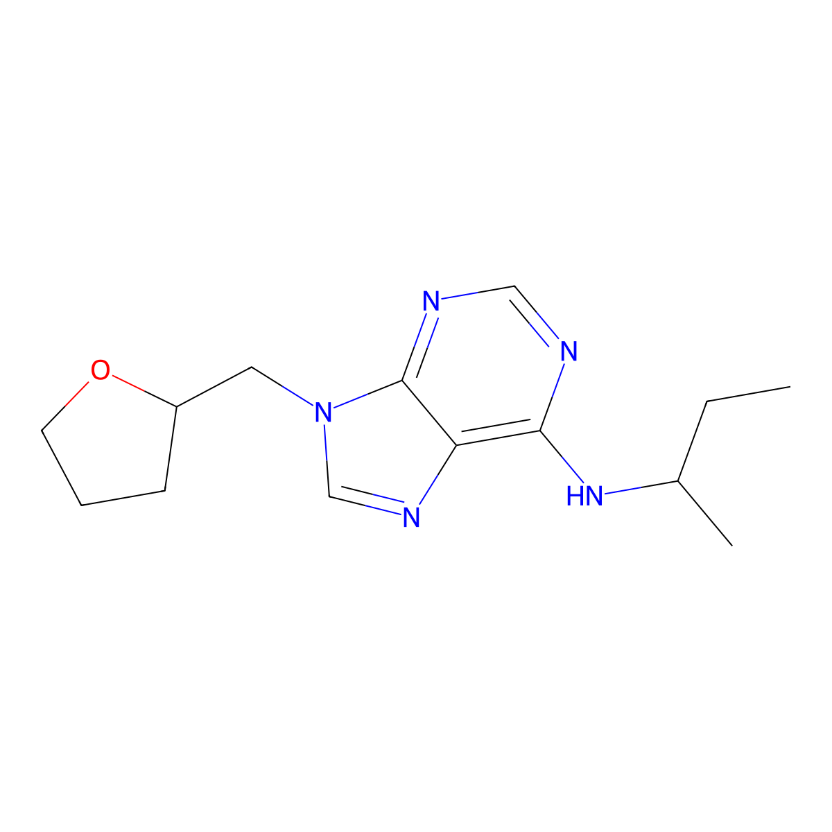 N-(butan-2-yl)-9-[(oxolan-2-yl)methyl]-9H-purin-6-amine molecular structure, CAS 2770644-32-9