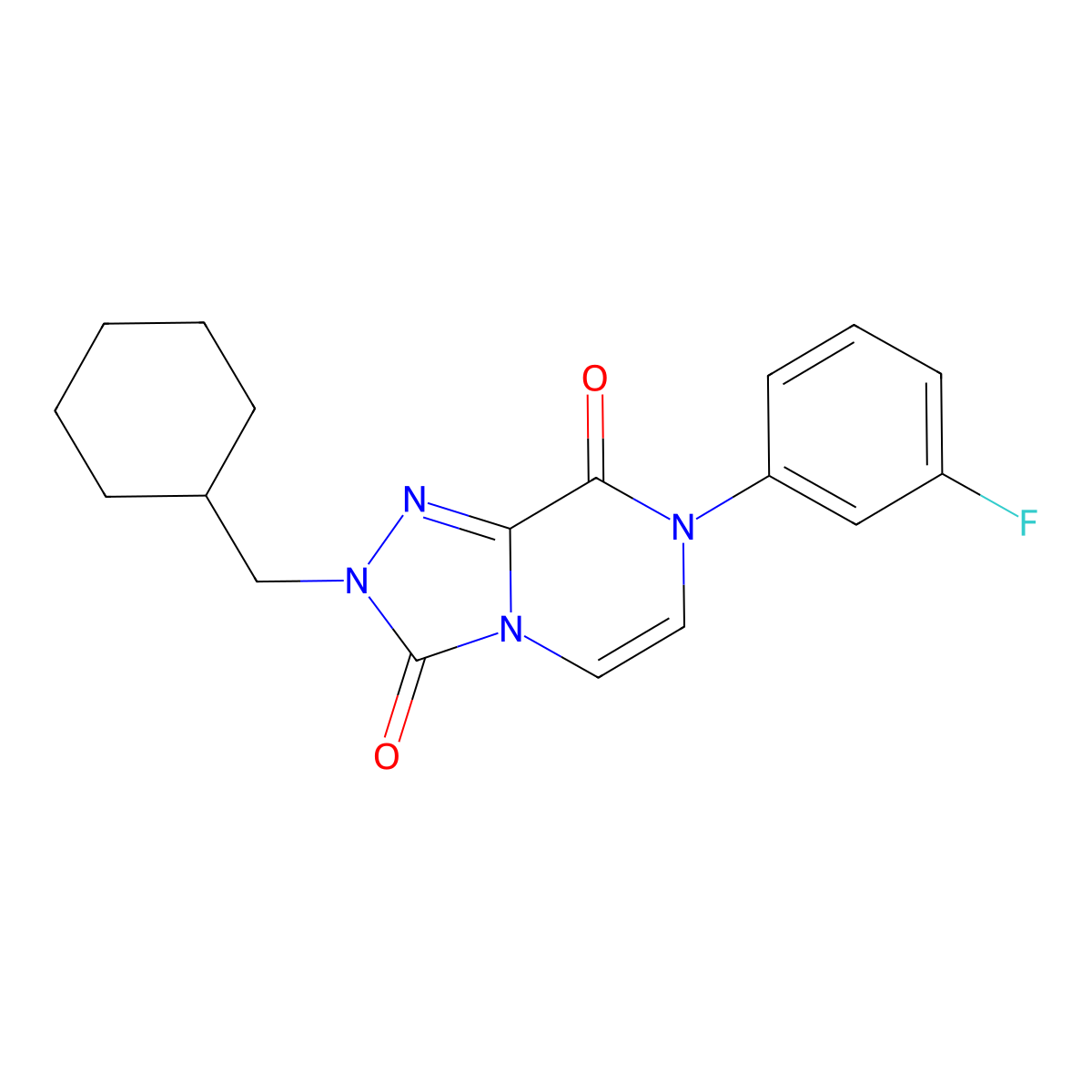 2-(cyclohexylmethyl)-7-(3-fluorophenyl)-2H,3H,7H,8H-[1,2,4]triazolo[4,3-a]pyrazine-3,8-dione molecular structure, CAS 2770644-36-3