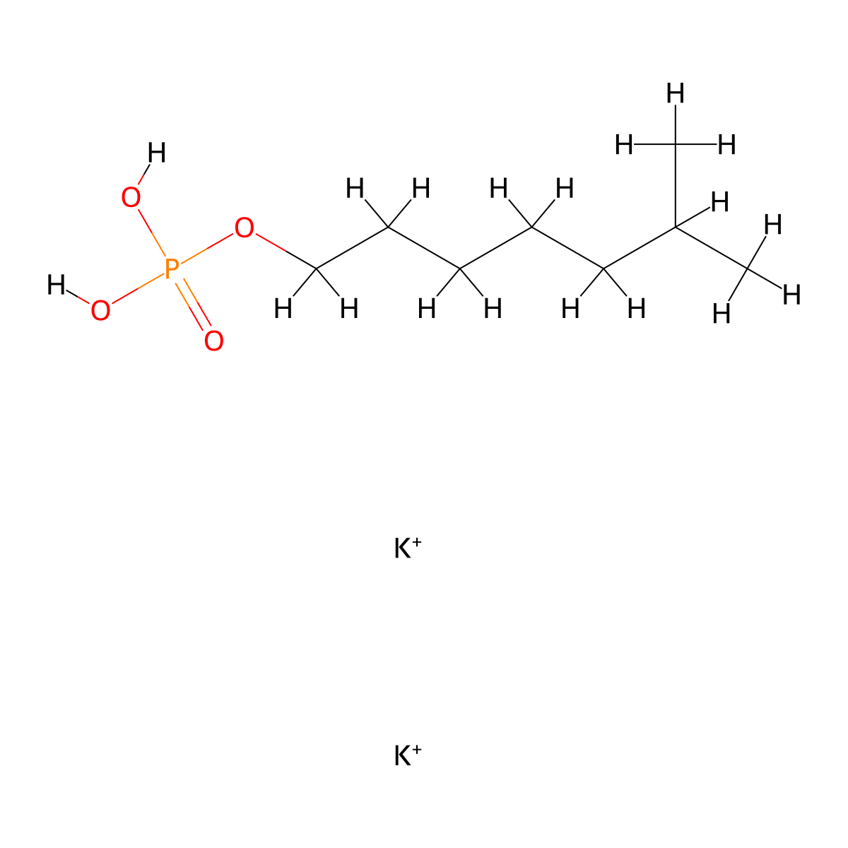 Phosphoric acid, monoisooctyl ester, potassium salt (1:2) molecular structure, CAS 27708-63-0