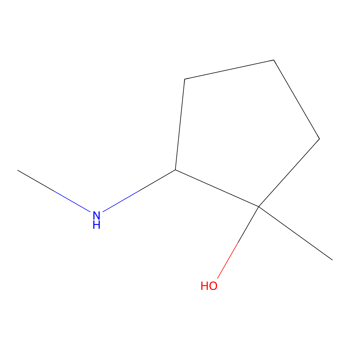 rac-(1R,2R)-1-methyl-2-(methylamino)cyclopentan-1-ol, trans molecular structure, CAS 2770894-83-0