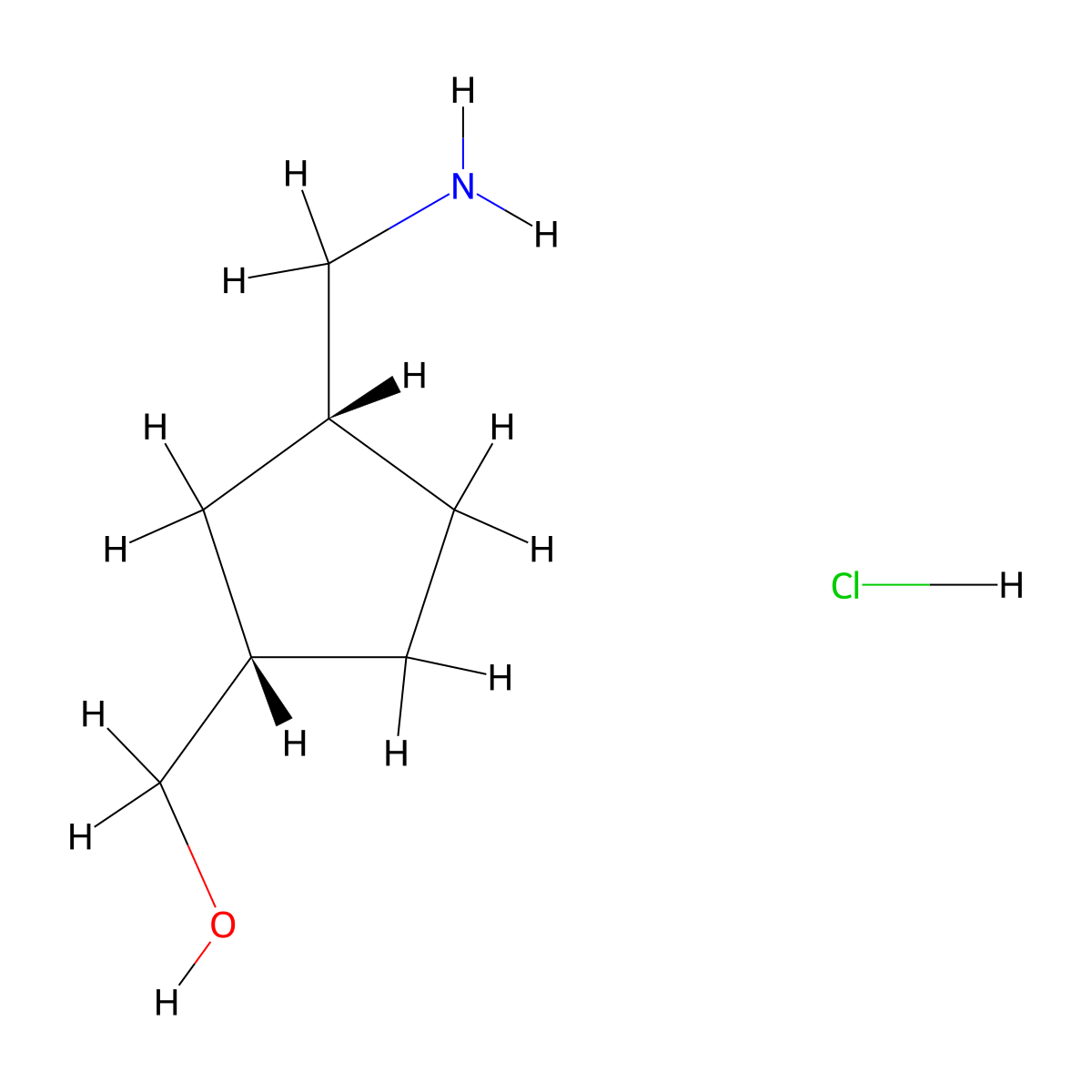 rac-[(1R,3S)-3-(aminomethyl)cyclopentyl]methanol hydrochloride molecular structure, CAS 2770894-84-1