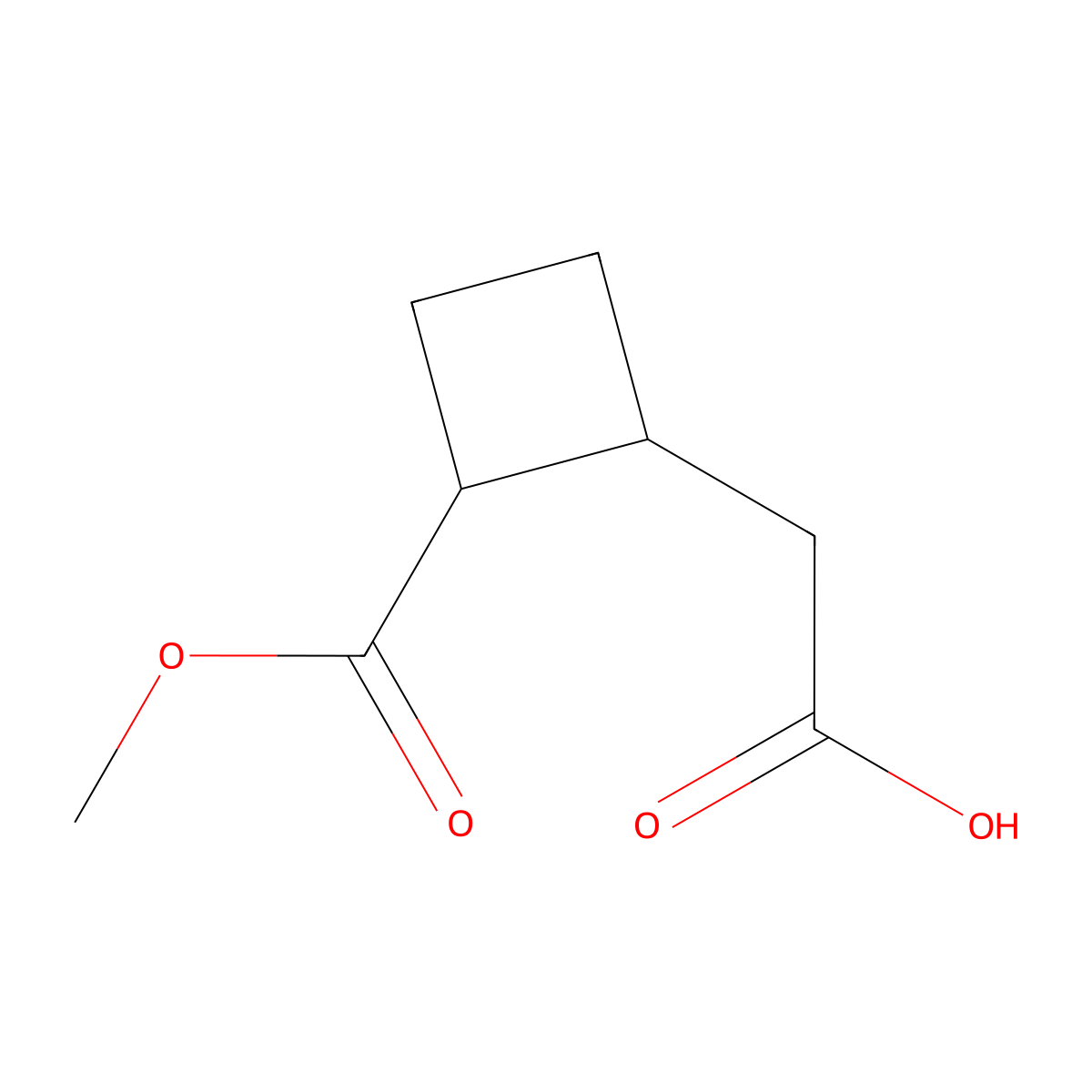 rac-2-[(1R,2S)-2-(methoxycarbonyl)cyclobutyl]acetic acid, trans molecular structure, CAS 2770894-97-6