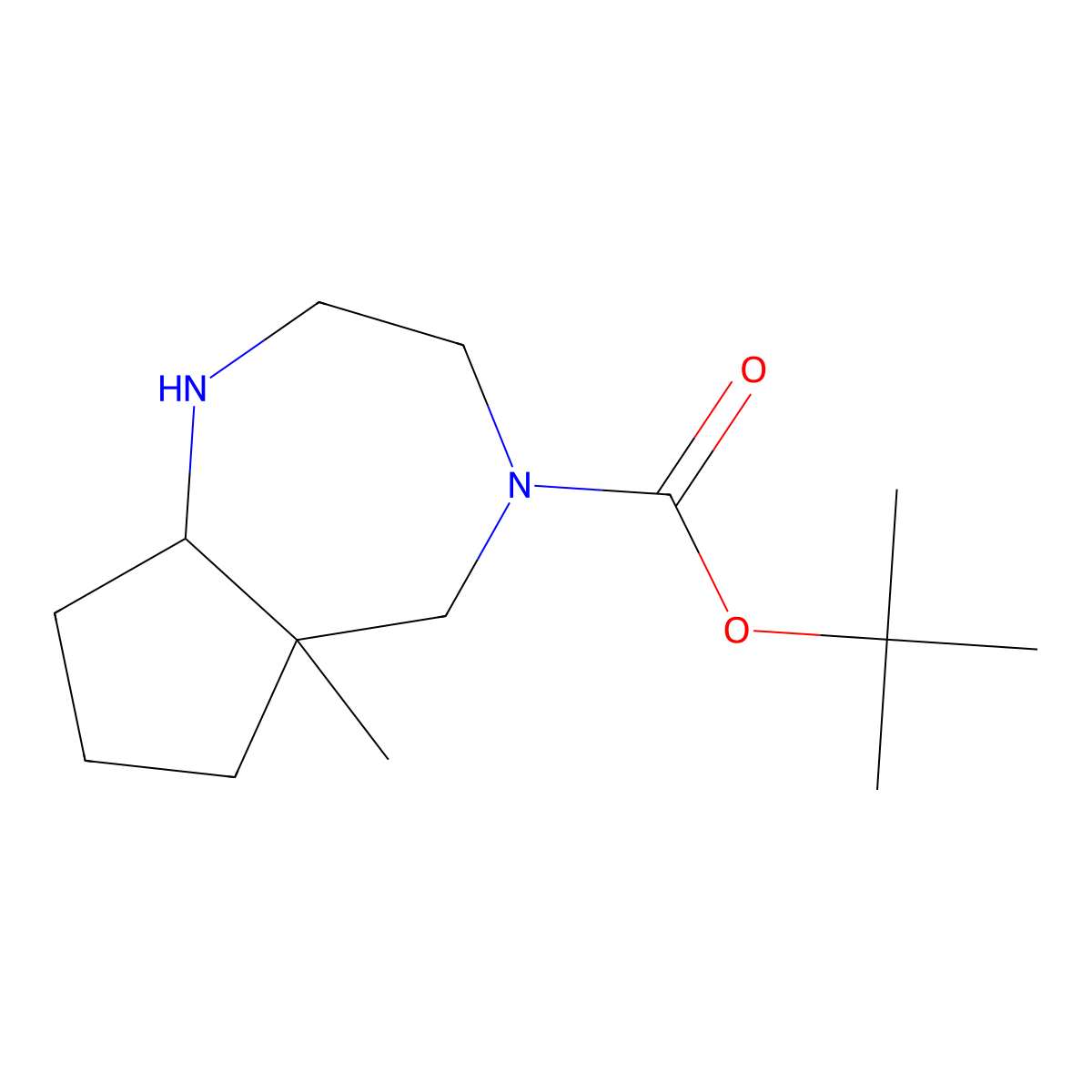 rac-tert-butyl (5aR,8aS)-5a-methyl-decahydrocyclopenta[e][1,4]diazepine-4-carboxylate, trans molecular structure, CAS 2770895-01-5