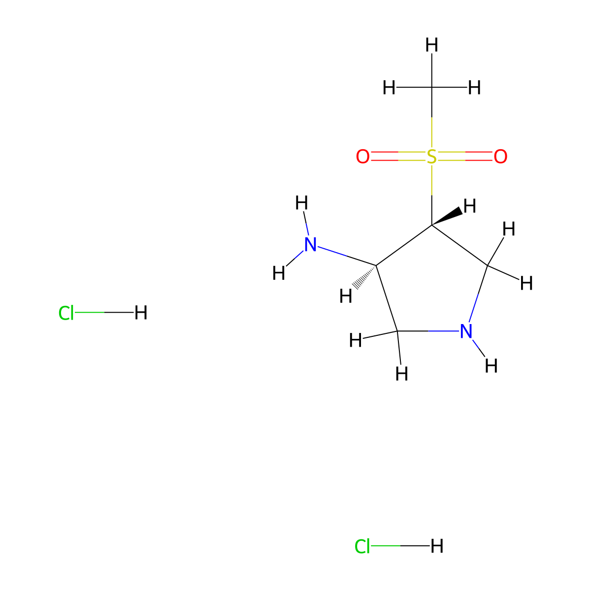 rac-(3R,4R)-4-methanesulfonylpyrrolidin-3-amine dihydrochloride, trans molecular structure, CAS 2770895-04-8