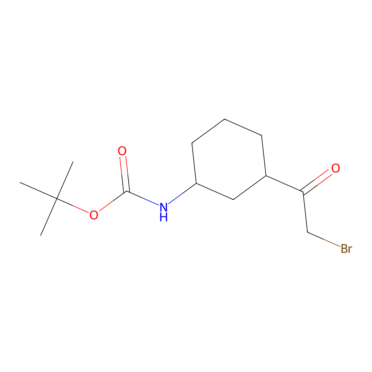 rac-tert-butyl N-[(1R,3S)-3-(2-bromoacetyl)cyclohexyl]carbamate molecular structure, CAS 2770895-07-1