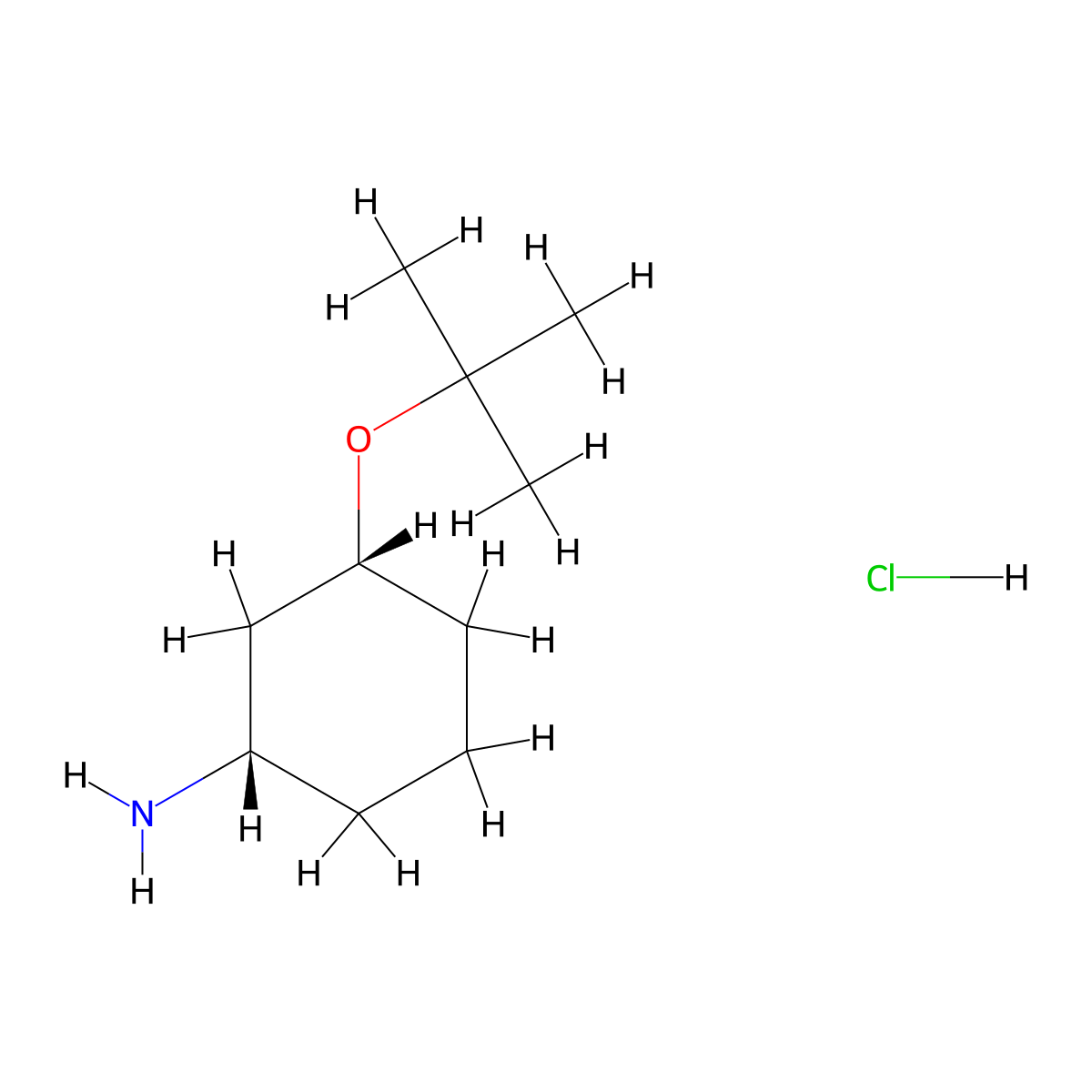 rac-(1R,3S)-3-(tert-butoxy)cyclohexan-1-amine hydrochloride, cis molecular structure, CAS 2770895-19-5