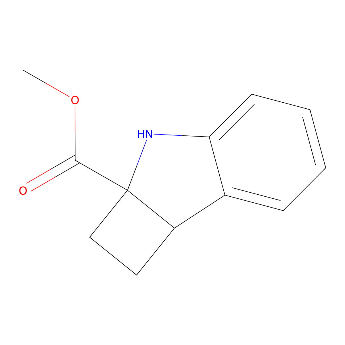 rac-methyl (2aR,7bR)-1H,2H,2aH,3H,7bH-cyclobuta[b]indole-2a-carboxylate molecular structure, CAS 2770895-35-5