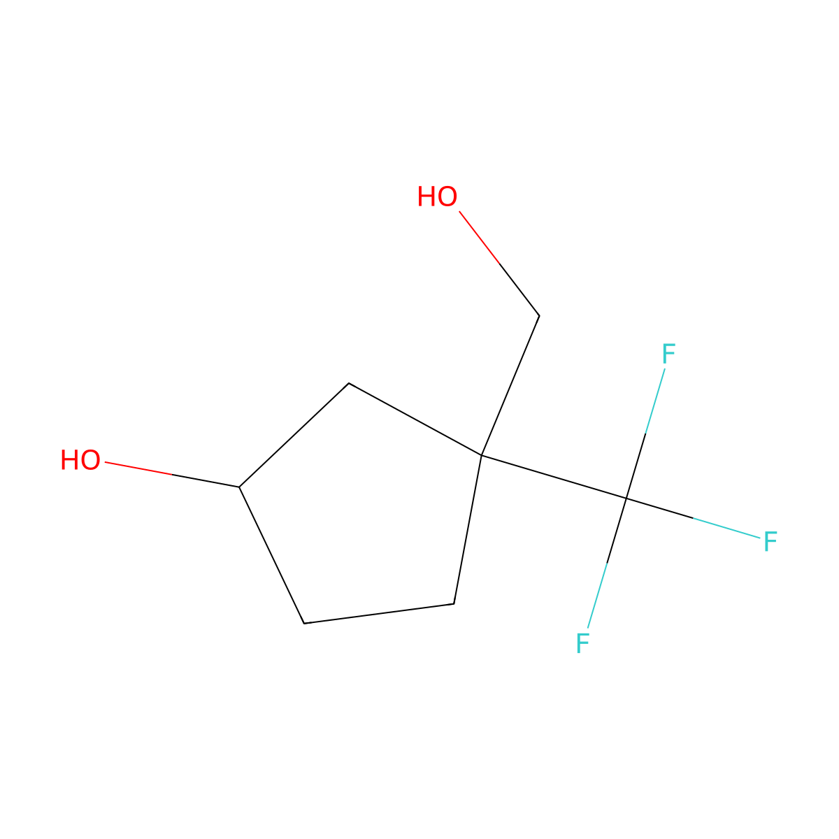 rac-(1R,3R)-3-(hydroxymethyl)-3-(trifluoromethyl)cyclopentan-1-ol molecular structure, CAS 2770895-96-8