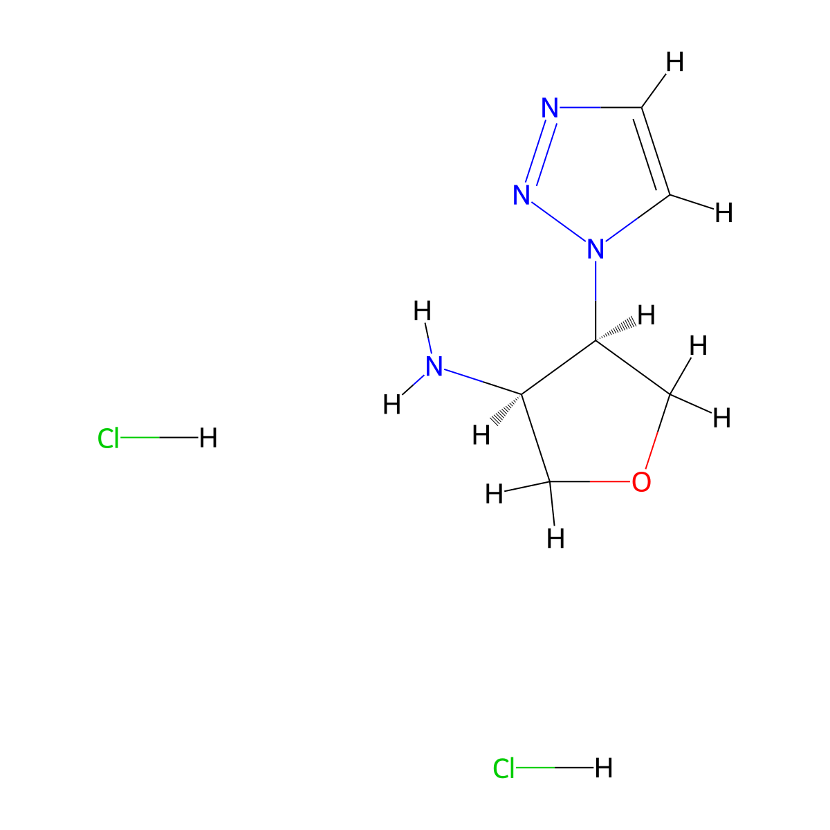 rac-(3R,4S)-4-(1H-1,2,3-triazol-1-yl)oxolan-3-amine dihydrochloride molecular structure, CAS 2770896-05-2