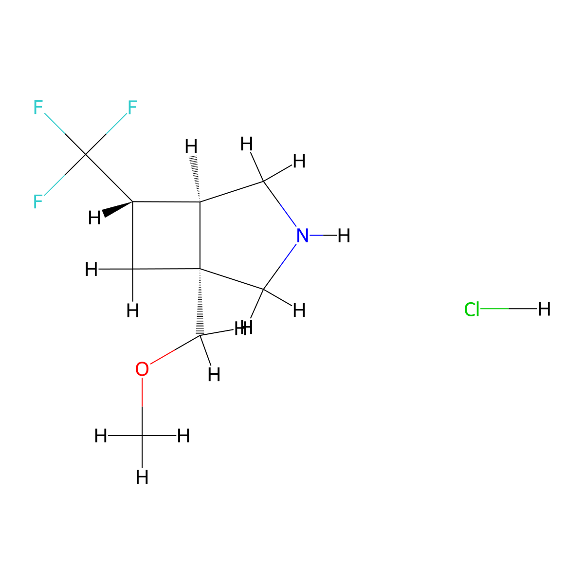 rac-(1R,5R,6S)-1-(methoxymethyl)-6-(trifluoromethyl)-3-azabicyclo[3.2.0]heptane hydrochloride molecular structure, CAS 2770896-12-1