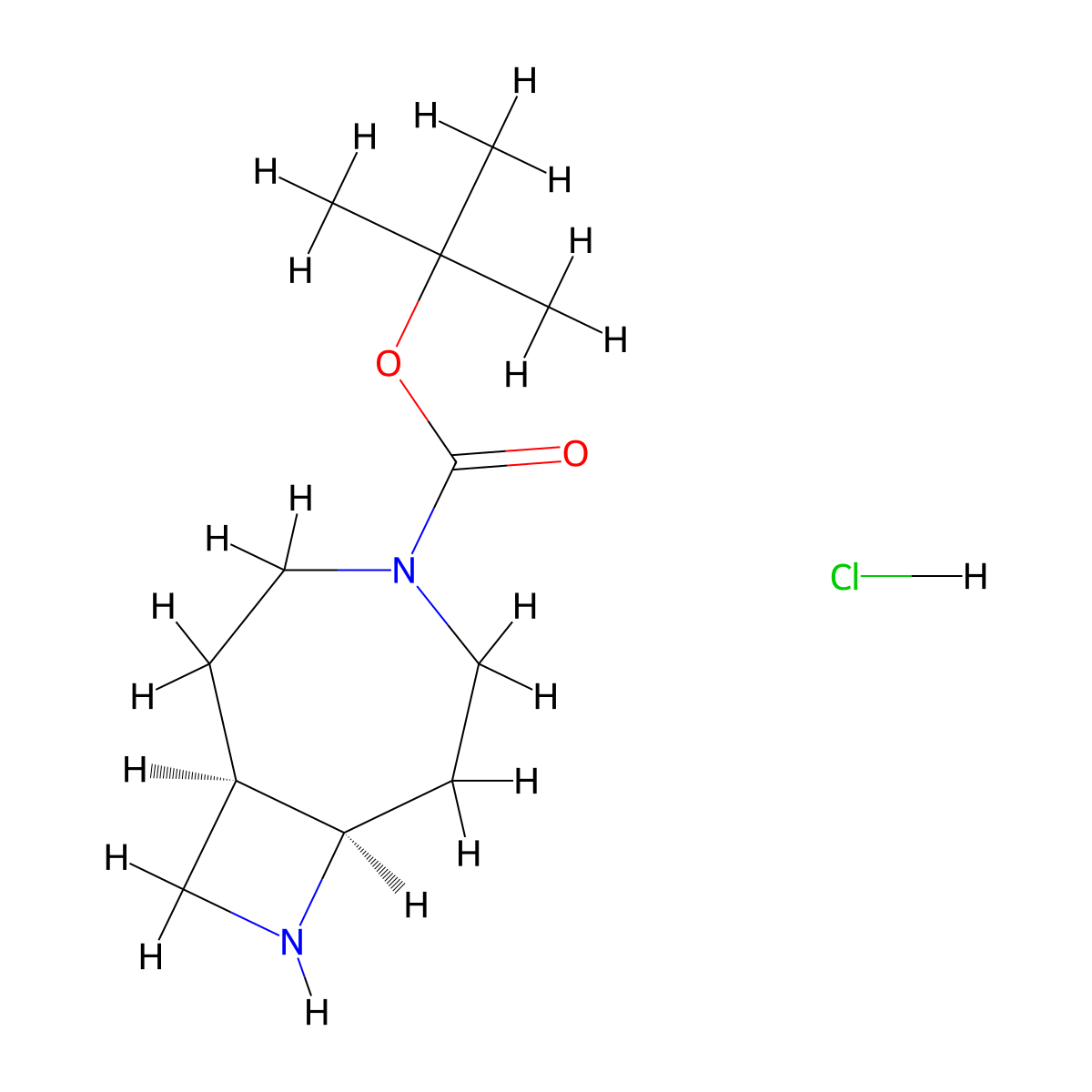 rac-tert-butyl (1R,7R)-4,8-diazabicyclo[5.2.0]nonane-4-carboxylate hydrochloride, cis molecular structure, CAS 2770896-53-0