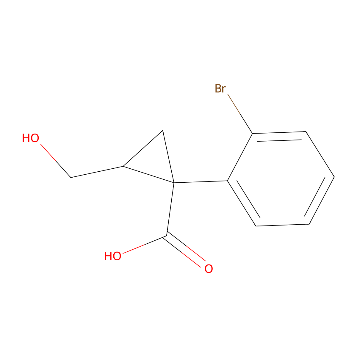 rac-(1R,2S)-1-(2-bromophenyl)-2-(hydroxymethyl)cyclopropane-1-carboxylic acid molecular structure, CAS 2770896-54-1