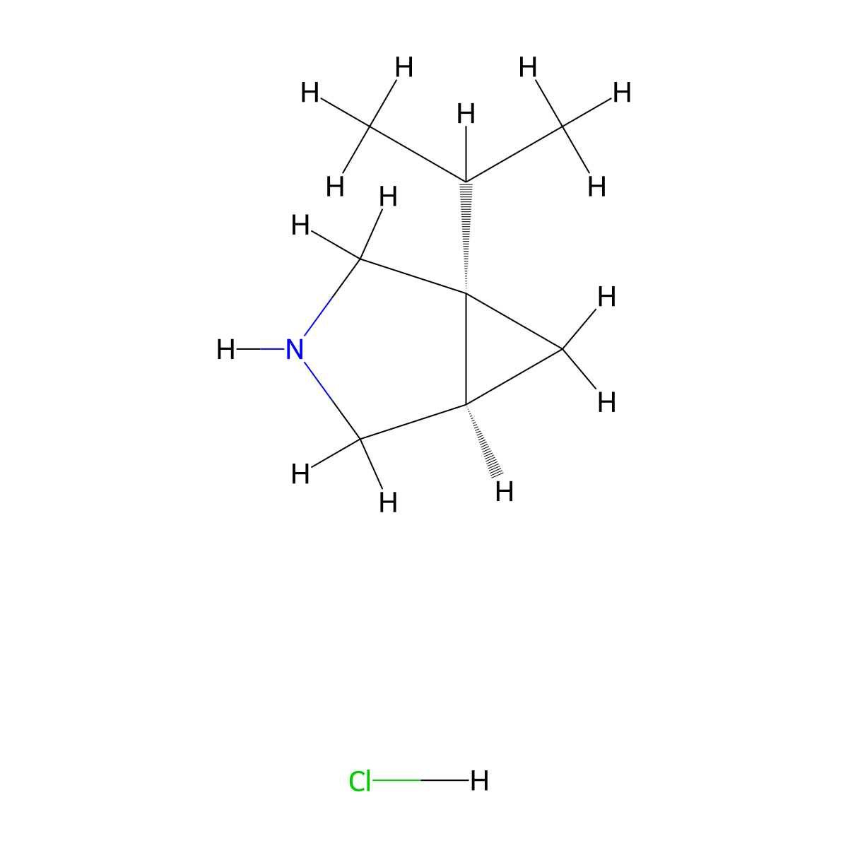 rac-(1R,5R)-1-(propan-2-yl)-3-azabicyclo[3.1.0]hexane hydrochloride, cis molecular structure, CAS 2770896-60-9