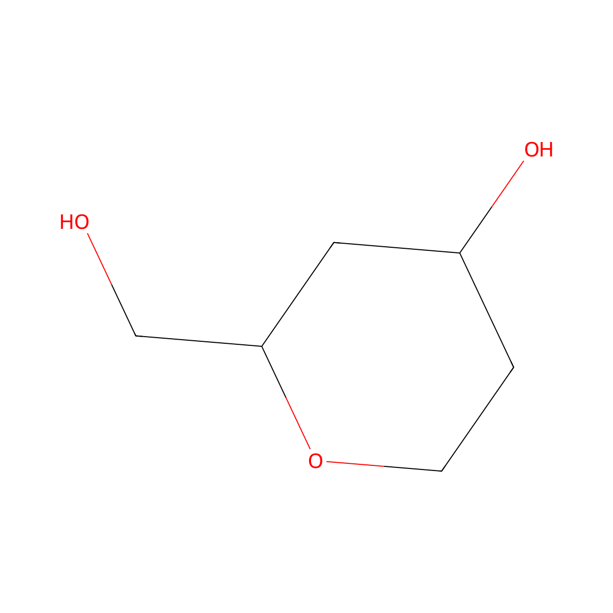 rac-(2R,4S)-2-(hydroxymethyl)oxan-4-ol molecular structure, CAS 2770896-63-2