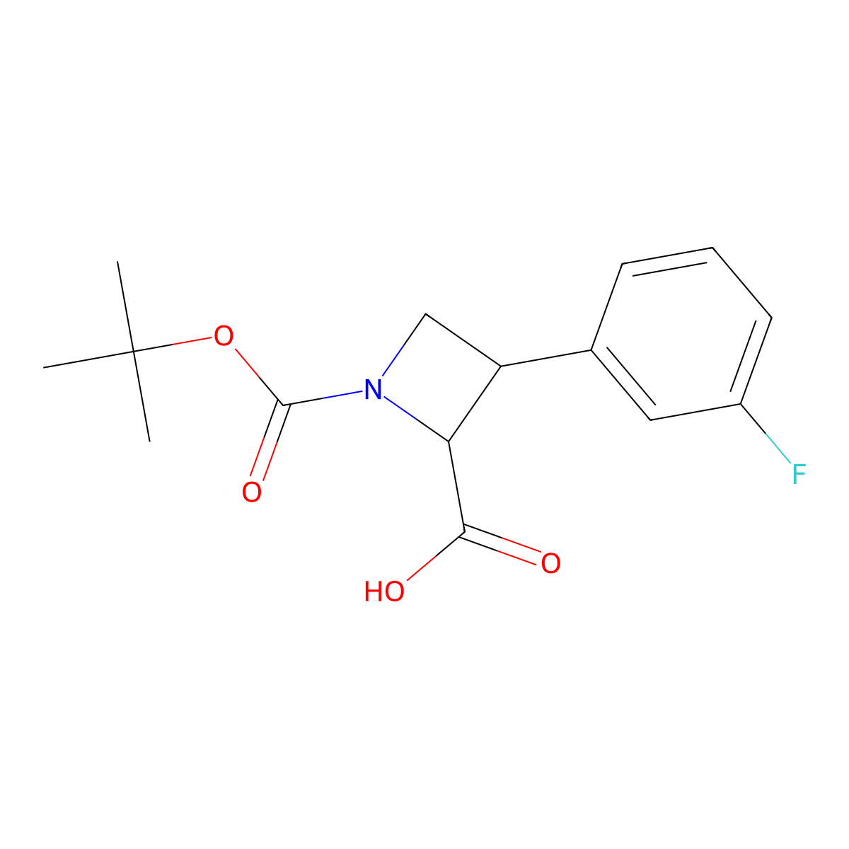 rac-(2R,3R)-1-[(tert-butoxy)carbonyl]-3-(3-fluorophenyl)azetidine-2-carboxylic acid molecular structure, CAS 2770896-73-4