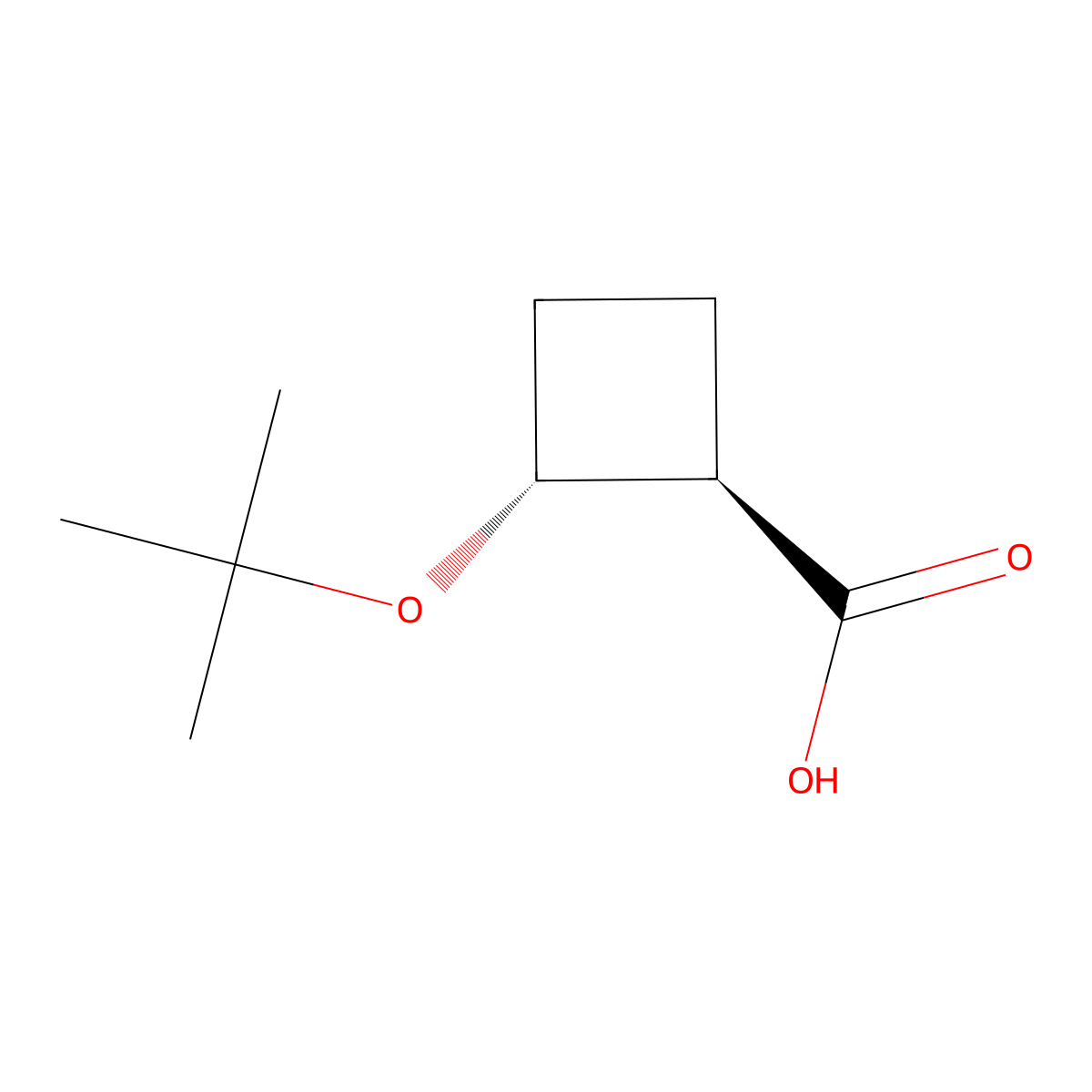 rac-(1R,2R)-2-(tert-butoxy)cyclobutane-1-carboxylic acid molecular structure, CAS 2770896-87-0