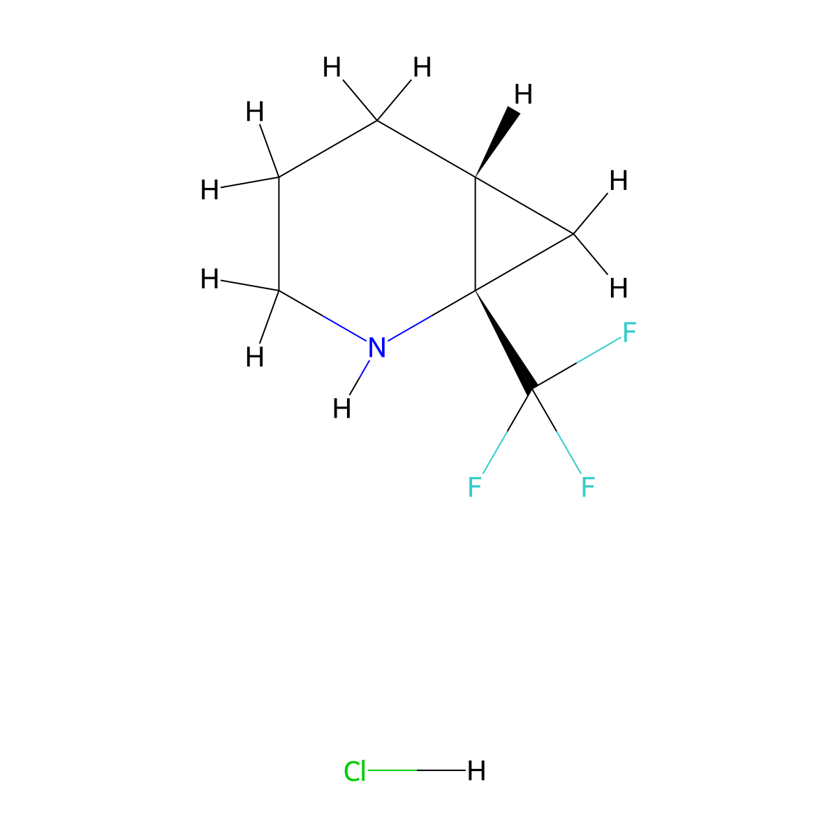 rac-(1R,6S)-1-(trifluoromethyl)-2-azabicyclo[4.1.0]heptane hydrochloride molecular structure, CAS 2770896-93-8