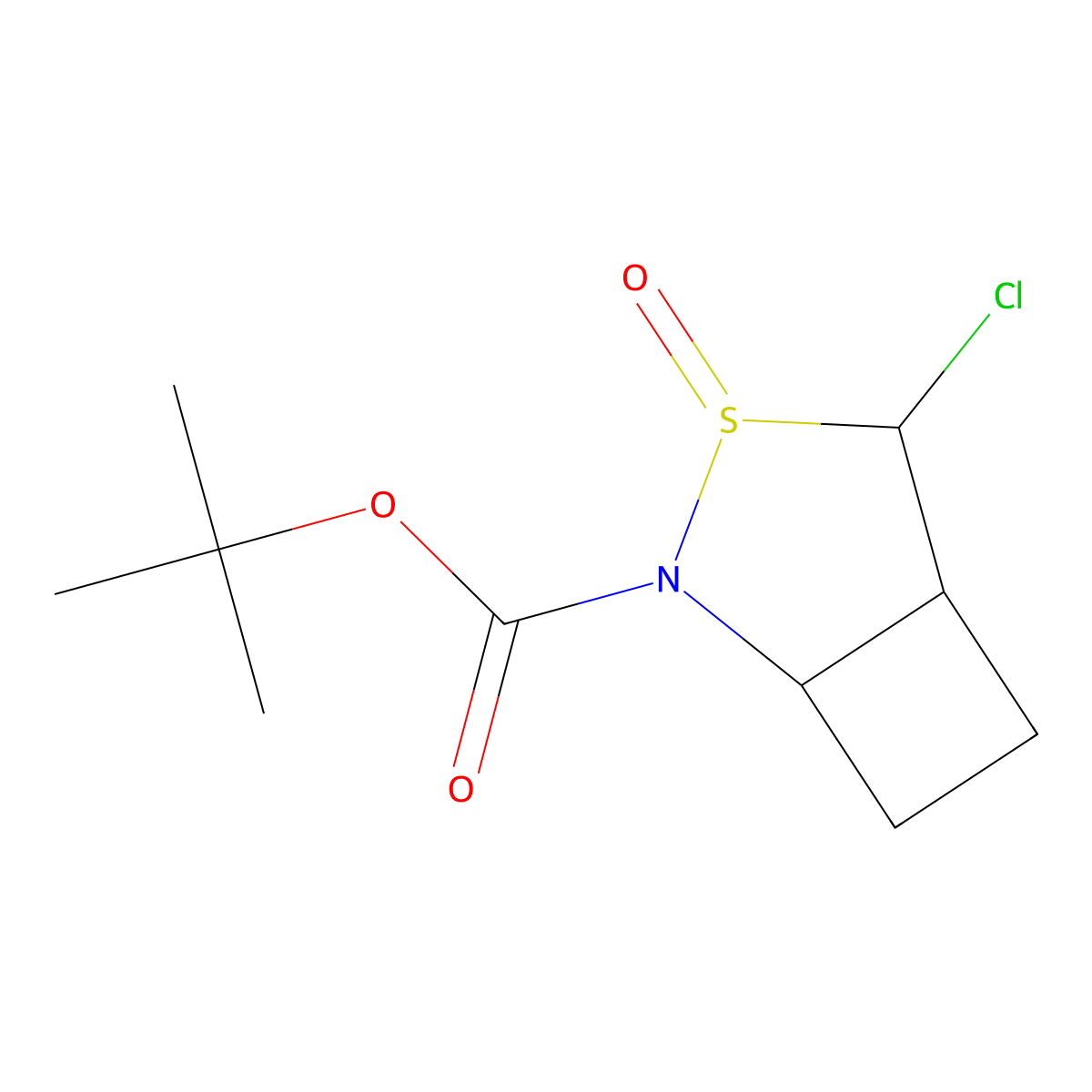 rac-tert-butyl (1R,4S,5S)-4-chloro-3-oxo-3lambda4-thia-2-azabicyclo[3.2.0]heptane-2-carboxylate molecular structure, CAS 2770899-84-6