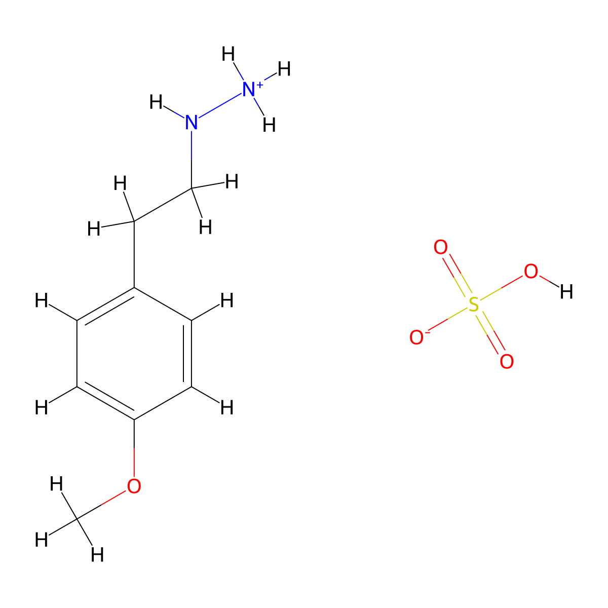 Hydrazine, 1-(p-methoxyphenethyl)-, sulfate (1:1) molecular structure, CAS 2771-13-3