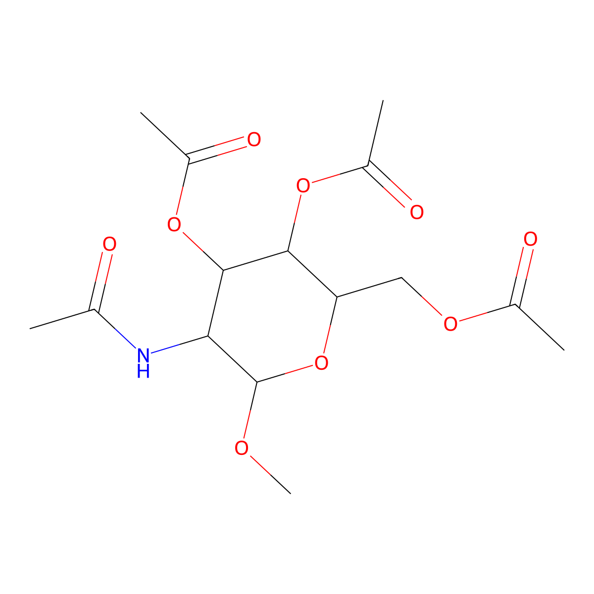 Methyl 2-acetamido-3,4,6-tri-O-acetyl-2-deoxy-beta-D-glucopyranoside molecular structure, CAS 2771-48-4
