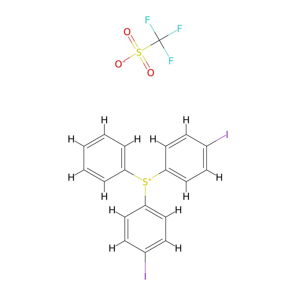 [Bis(4-iodophenyl)]phenylsulfanium trifluoromethanesulfonate molecular structure, CAS 2771004-50-1