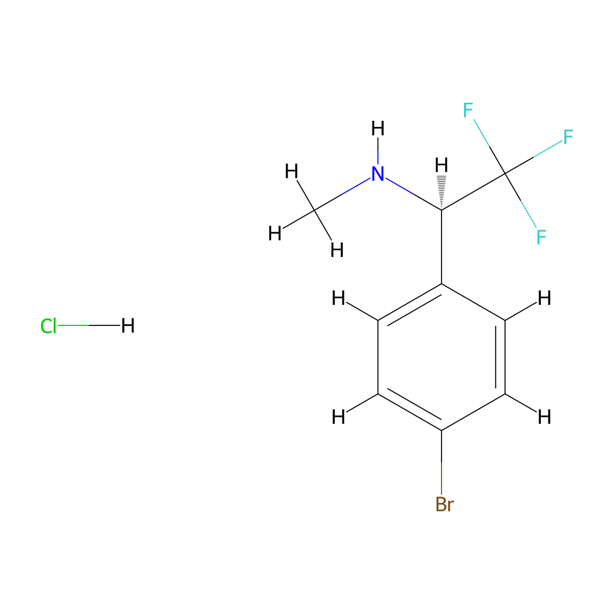 (R)-1-(4-Bromophenyl)-2,2,2-trifluoro-N-methylethan-1-amine hydrochloride molecular structure, CAS 2771010-41-2