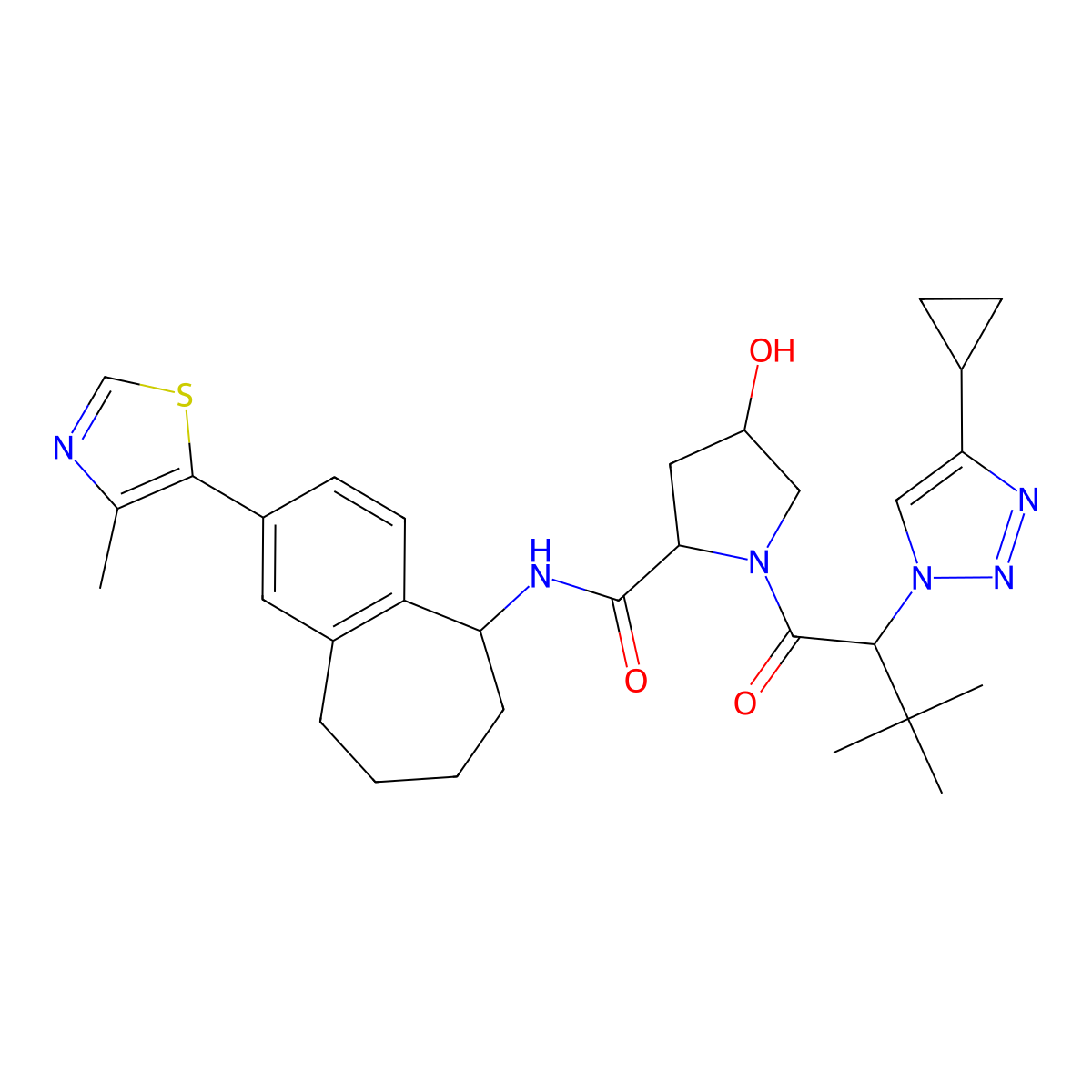(2S,4R)-1-[(2S)-2-(4-cyclopropyltriazol-1-yl)-3,3-dimethylbutanoyl]-4-hydroxy-N-[(5S)-2-(4-methyl-1,3-thiazol-5-yl)-6,7,8,9-tetrahydro-5H-benzo[7]annulen-5-yl]pyrrolidine-2-carboxamide molecular structure, CAS 2771069-76-0