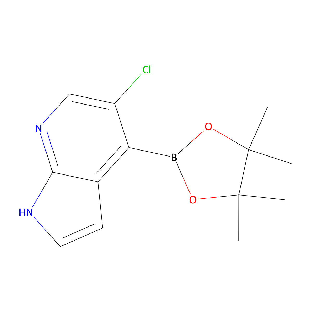 5-chloro-4-(tetramethyl-1,3,2-dioxaborolan-2-yl)-1H-pyrrolo[2,3-b]pyridine molecular structure, CAS 2771081-50-4