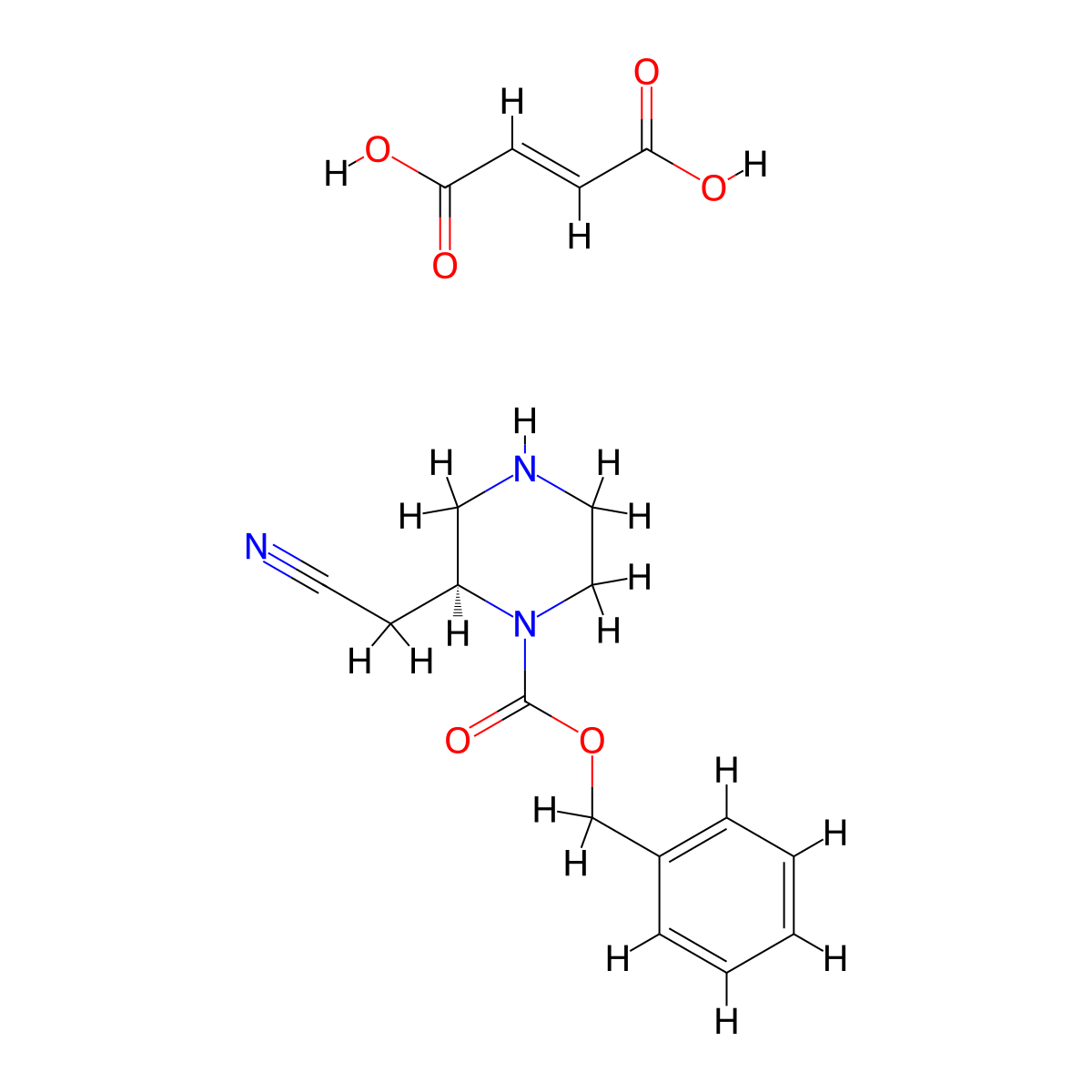 Benzyl (S)-2-(cyanomethyl)piperazine-1-carboxylate fumarate molecular structure, CAS 2771307-60-7