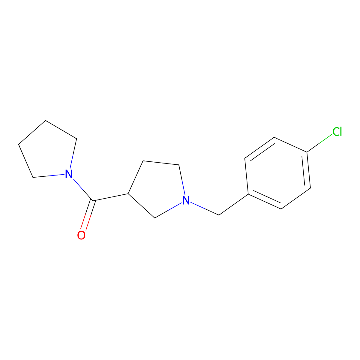 1-[(4-Chlorophenyl)methyl]-3-(pyrrolidine-1-carbonyl)pyrrolidine molecular structure, CAS 2771367-86-1