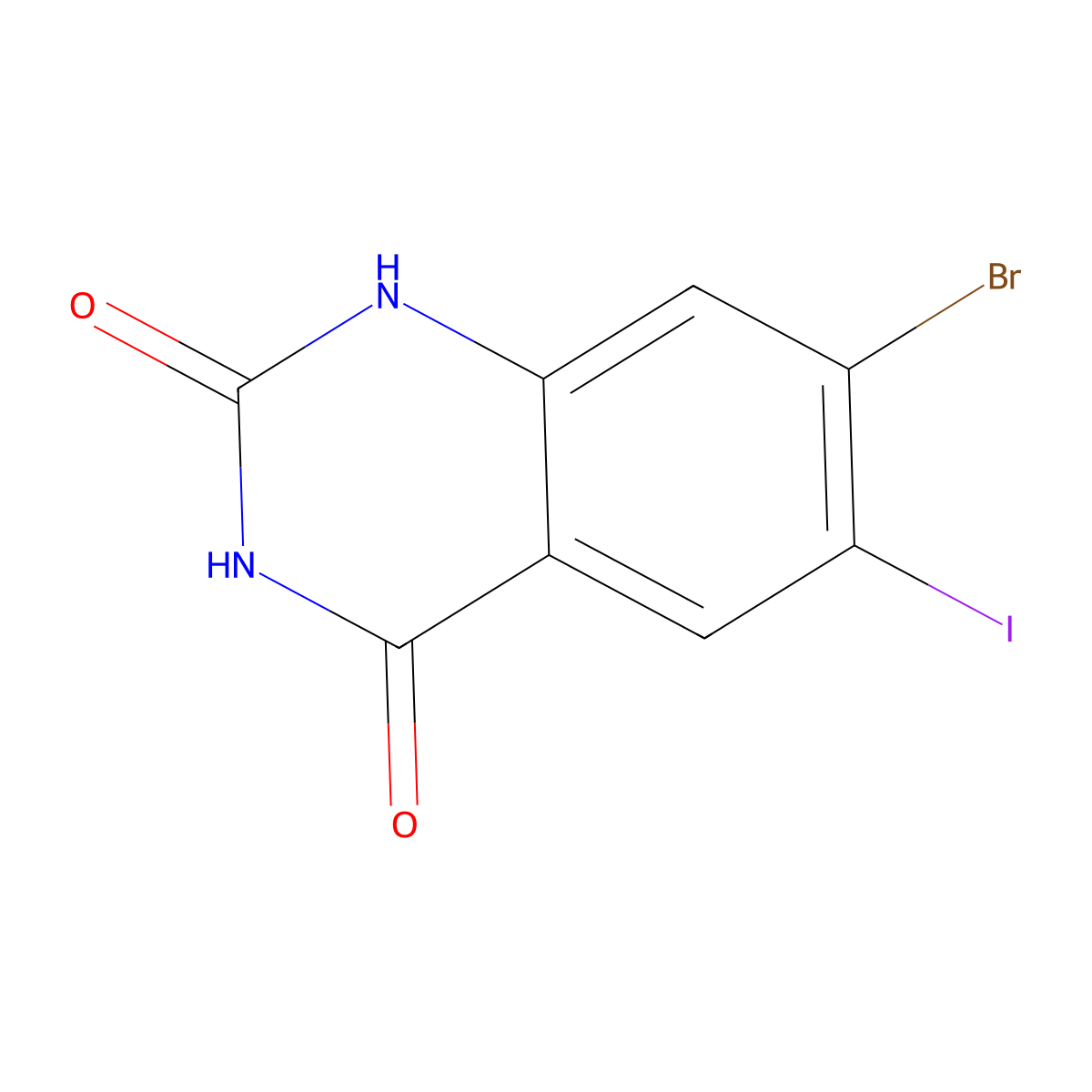 7-Bromo-6-iodoquinazoline-2,4-diol molecular structure, CAS 2771459-70-0