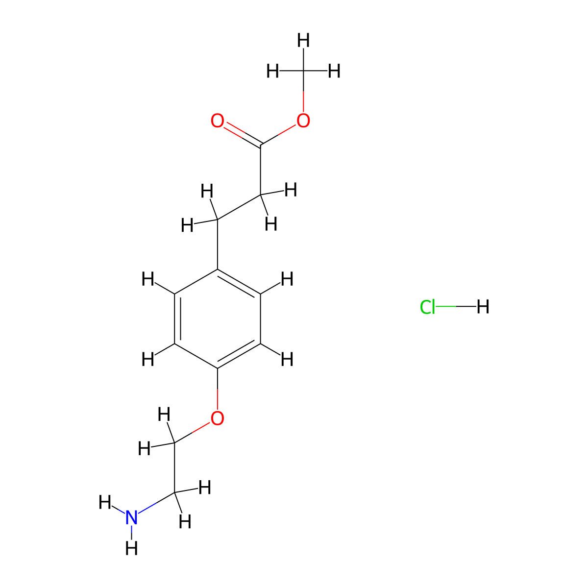 Methyl 3-[4-(2-aminoethoxy)phenyl]propanoate hydrochloride molecular structure, CAS 2771781-48-5