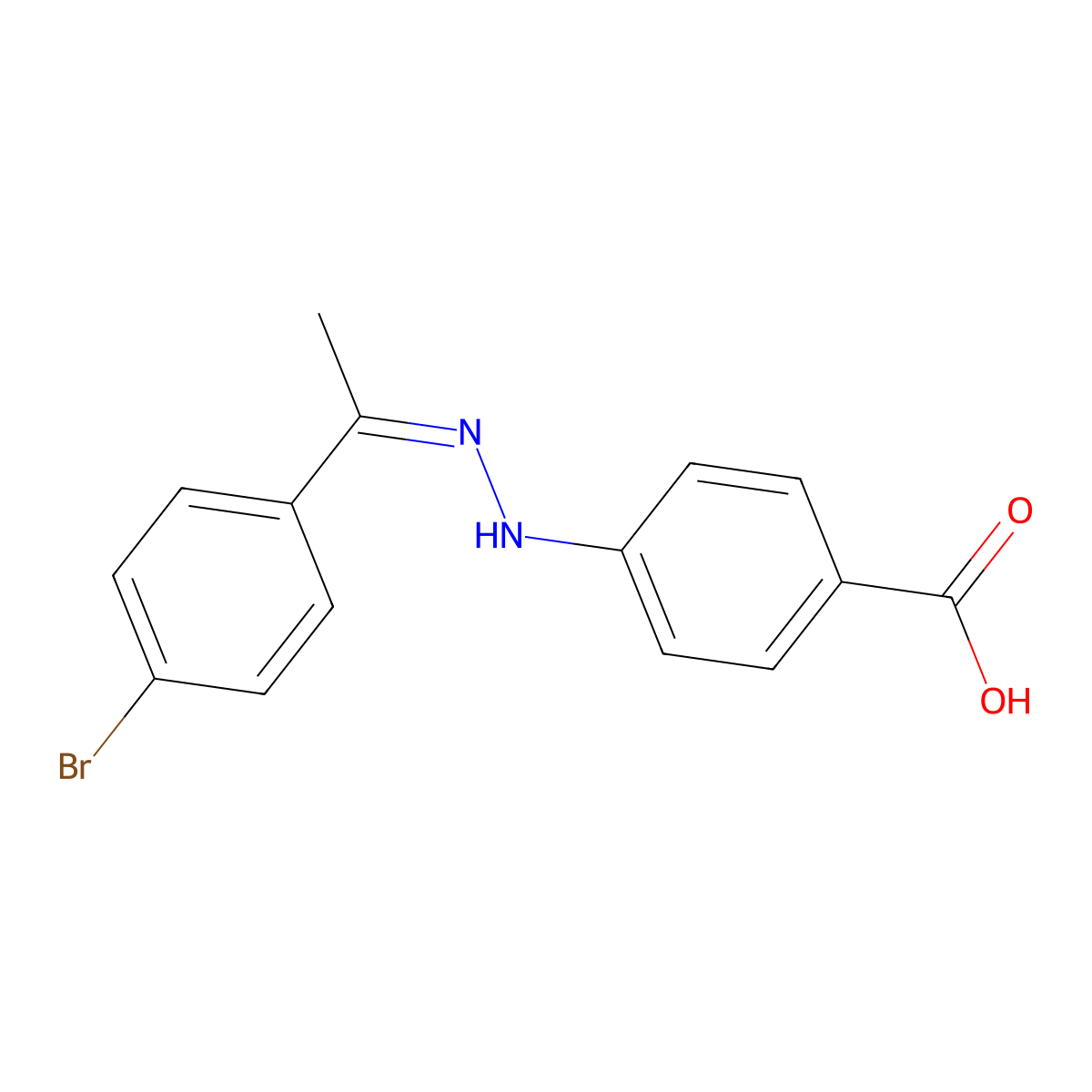 4-{2-[1-(4-Bromophenyl)ethylidene]hydrazin-1-yl}benzoic acid molecular structure, CAS 2772-37-4