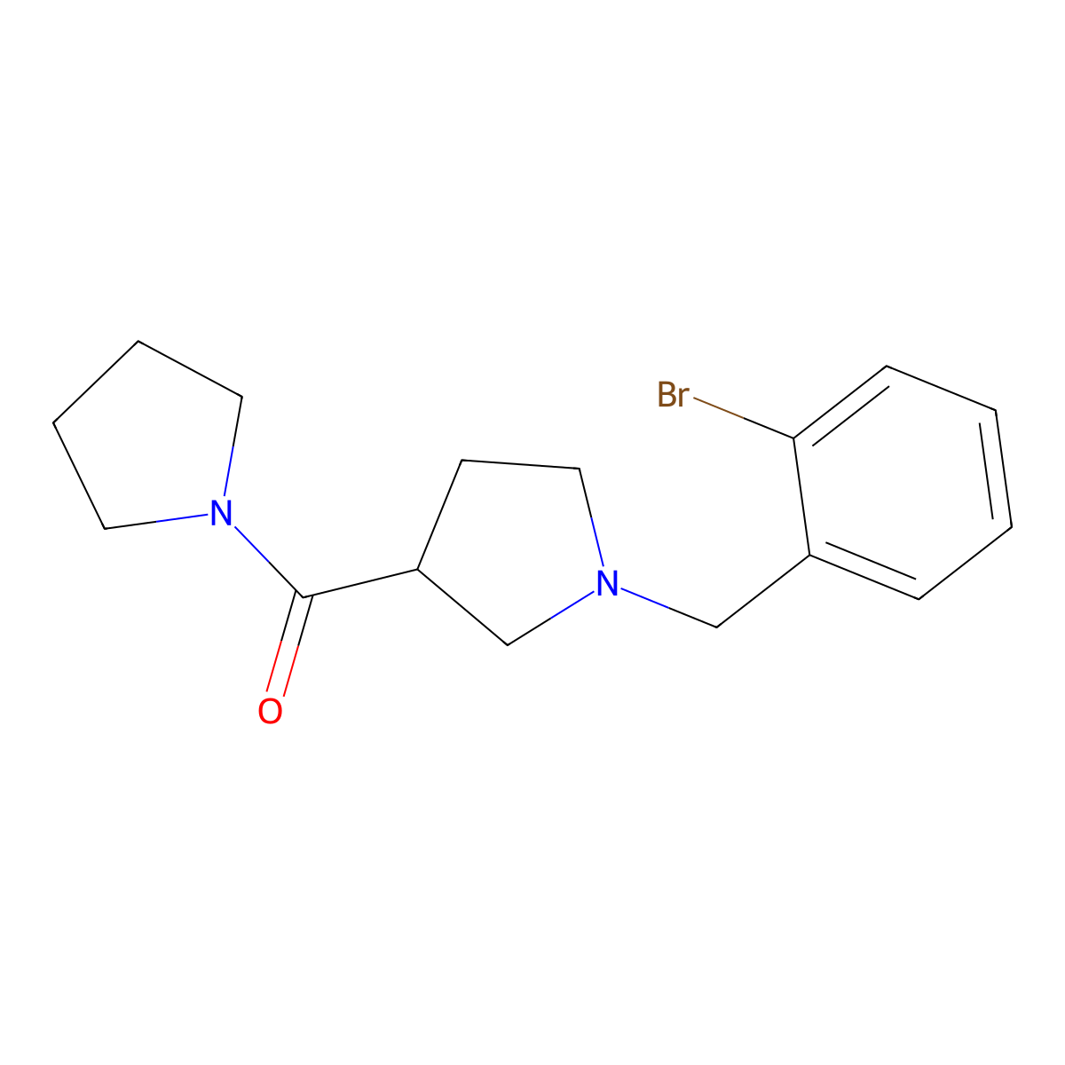 1-[(2-Bromophenyl)methyl]-3-(pyrrolidine-1-carbonyl)pyrrolidine molecular structure, CAS 2772057-07-3