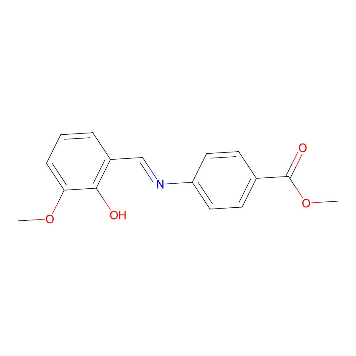 methyl 4-{[(1E)-(2-hydroxy-3-methoxyphenyl)methylene]amino}benzoate molecular structure, CAS 27722-26-5