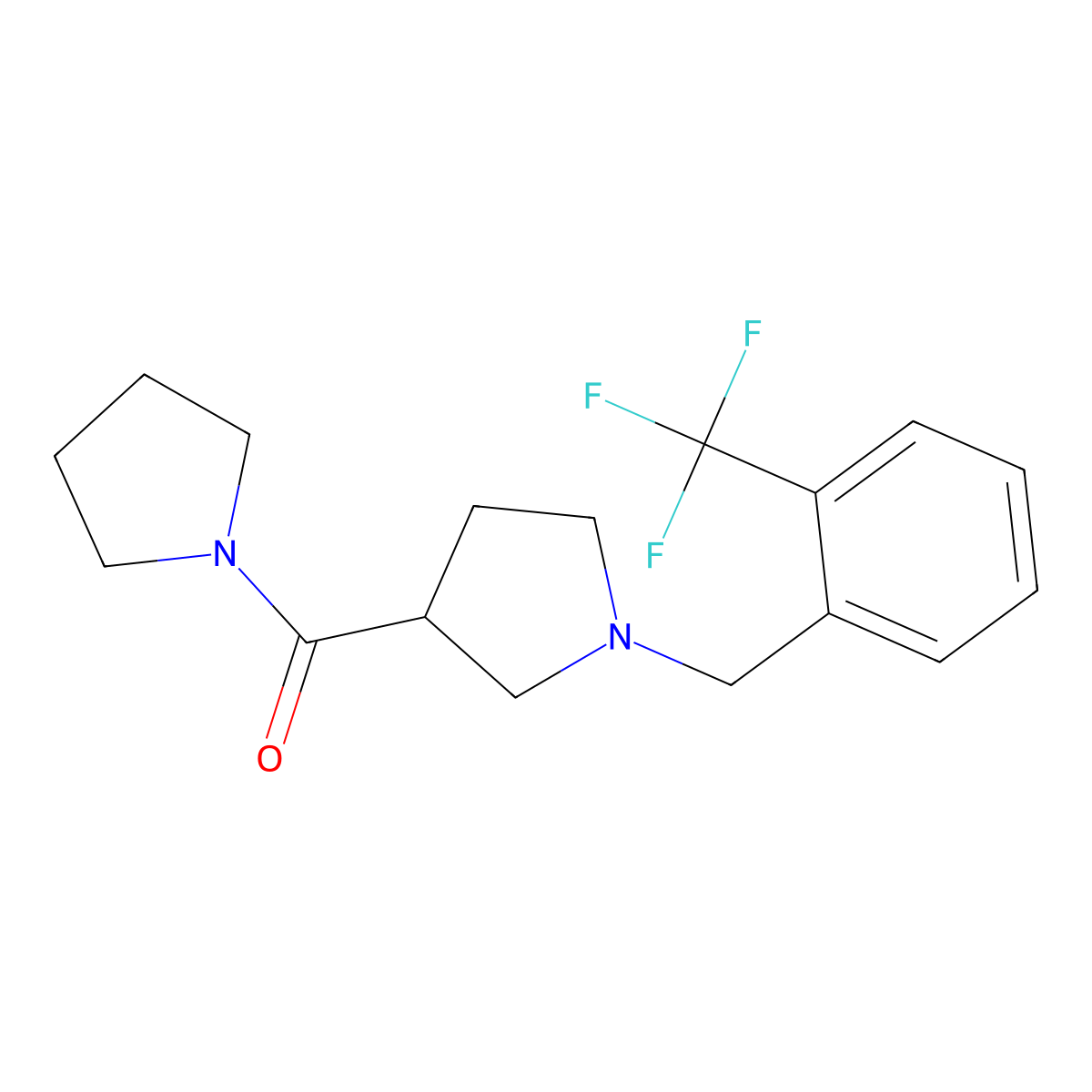 3-(Pyrrolidine-1-carbonyl)-1-{[2-(trifluoromethyl)phenyl]methyl}pyrrolidine molecular structure, CAS 2772347-21-2